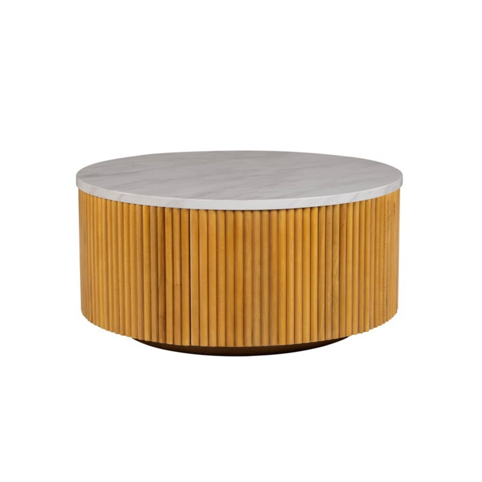 Round Coffee Table With Storage - Natural / White