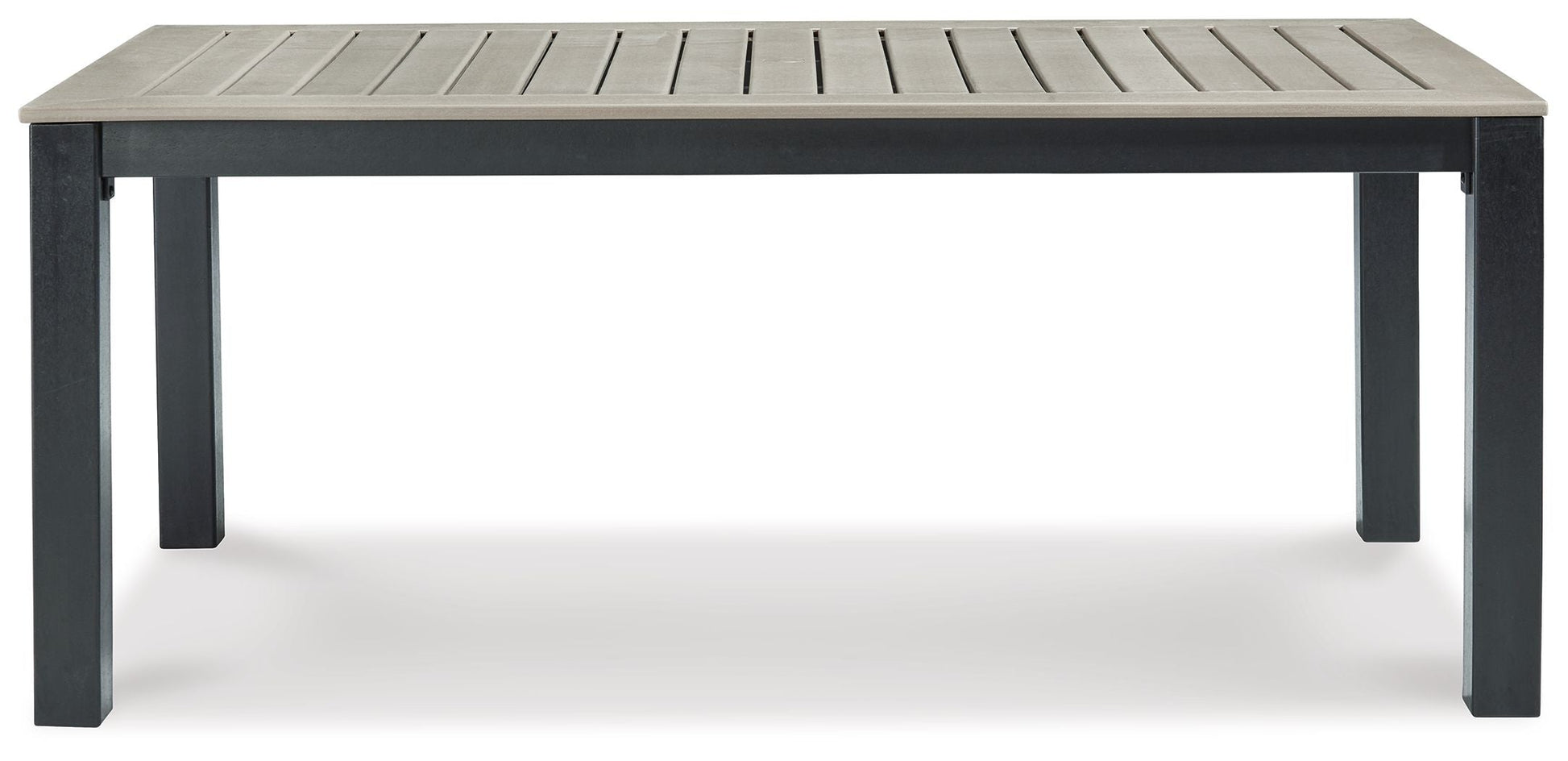 Signature Design by Ashley® Mount Valley - Black / Driftwood - Rect Dining Table W/Umb Opt | Meri Furniture