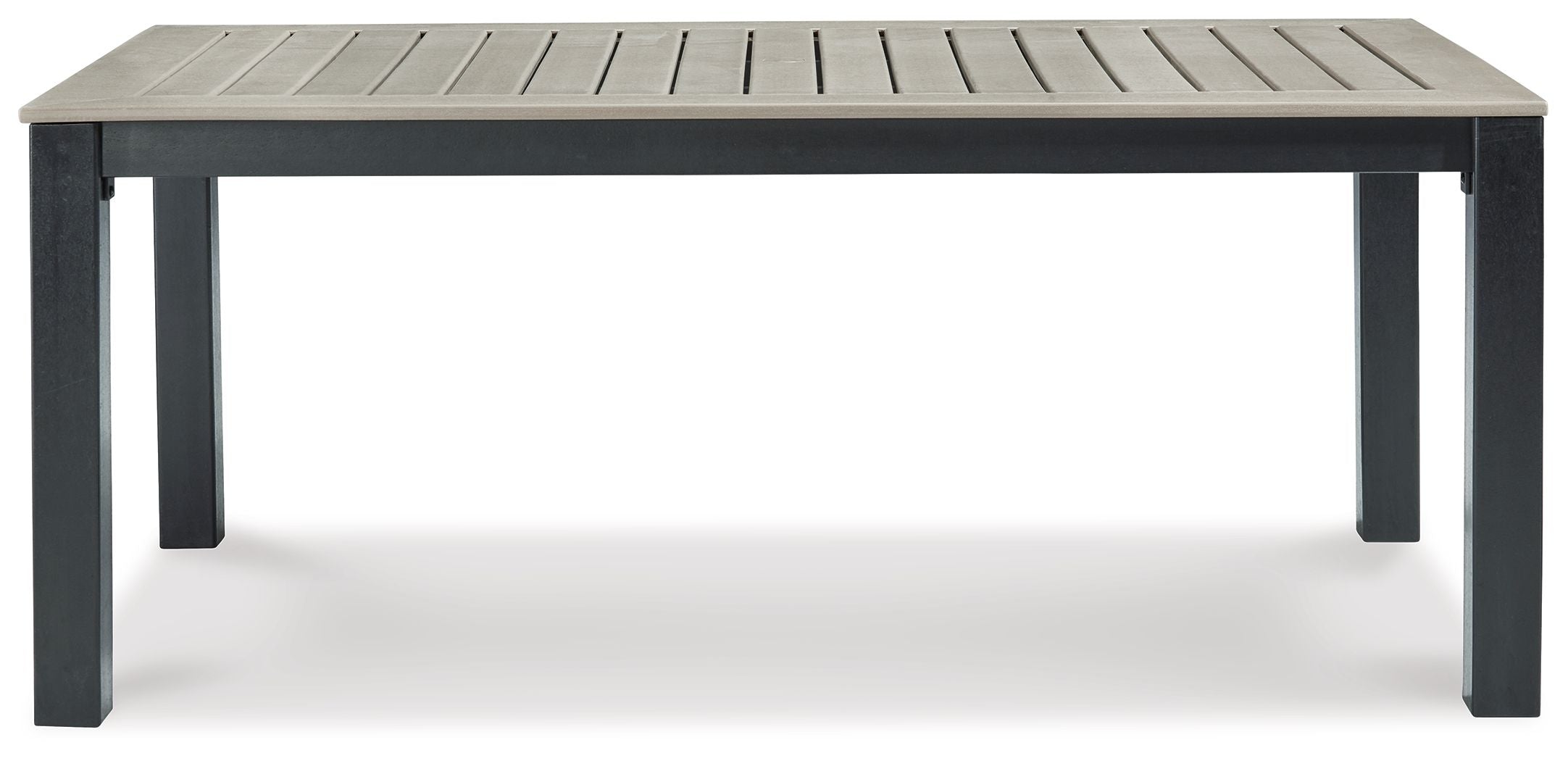 Signature Design by Ashley® Mount Valley - Black / Driftwood - Rect Dining Table W/Umb Opt | Meri Furniture