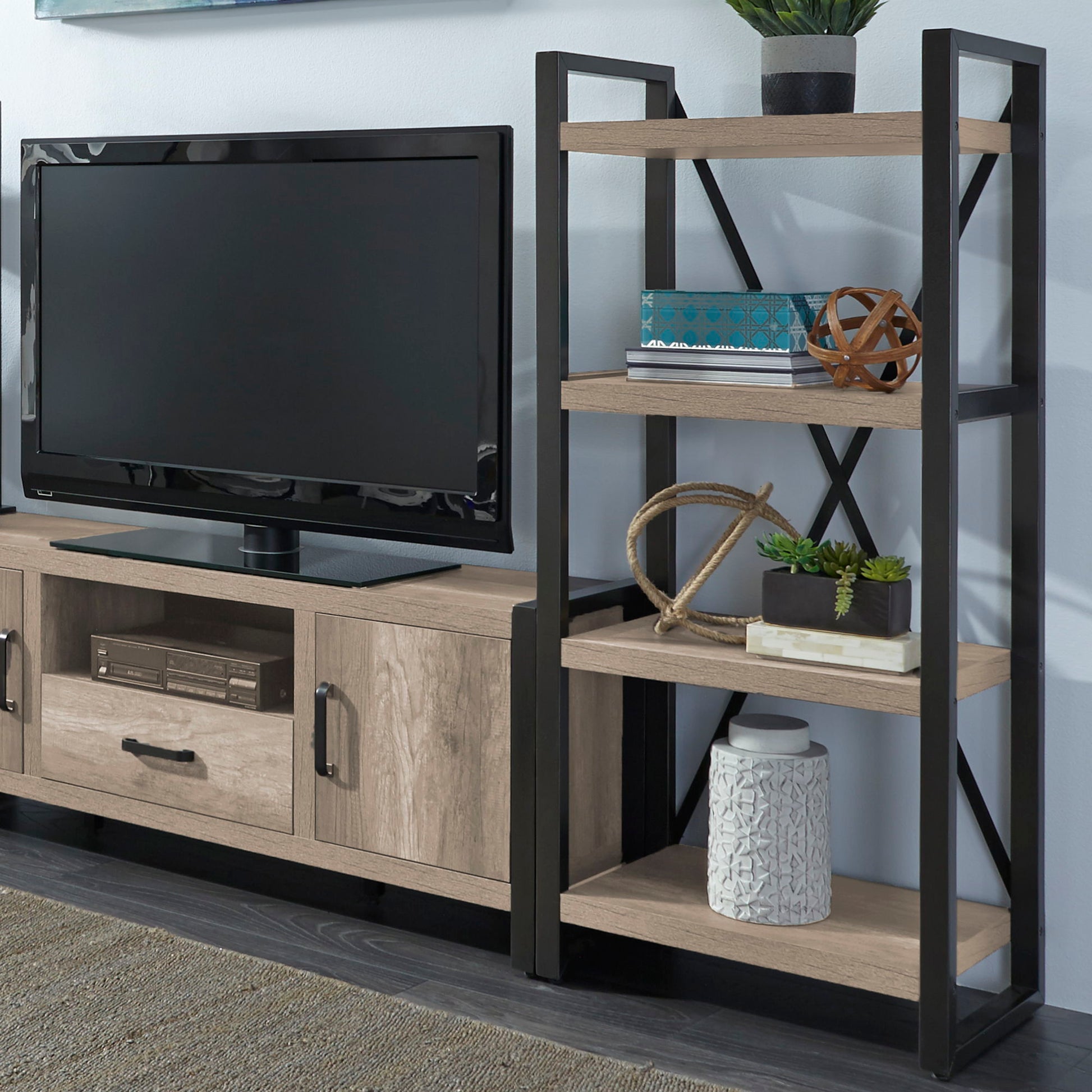 Liberty Furniture Sun Valley - Pier Unit With Faux Metal - Light Brown | Meri Furniture