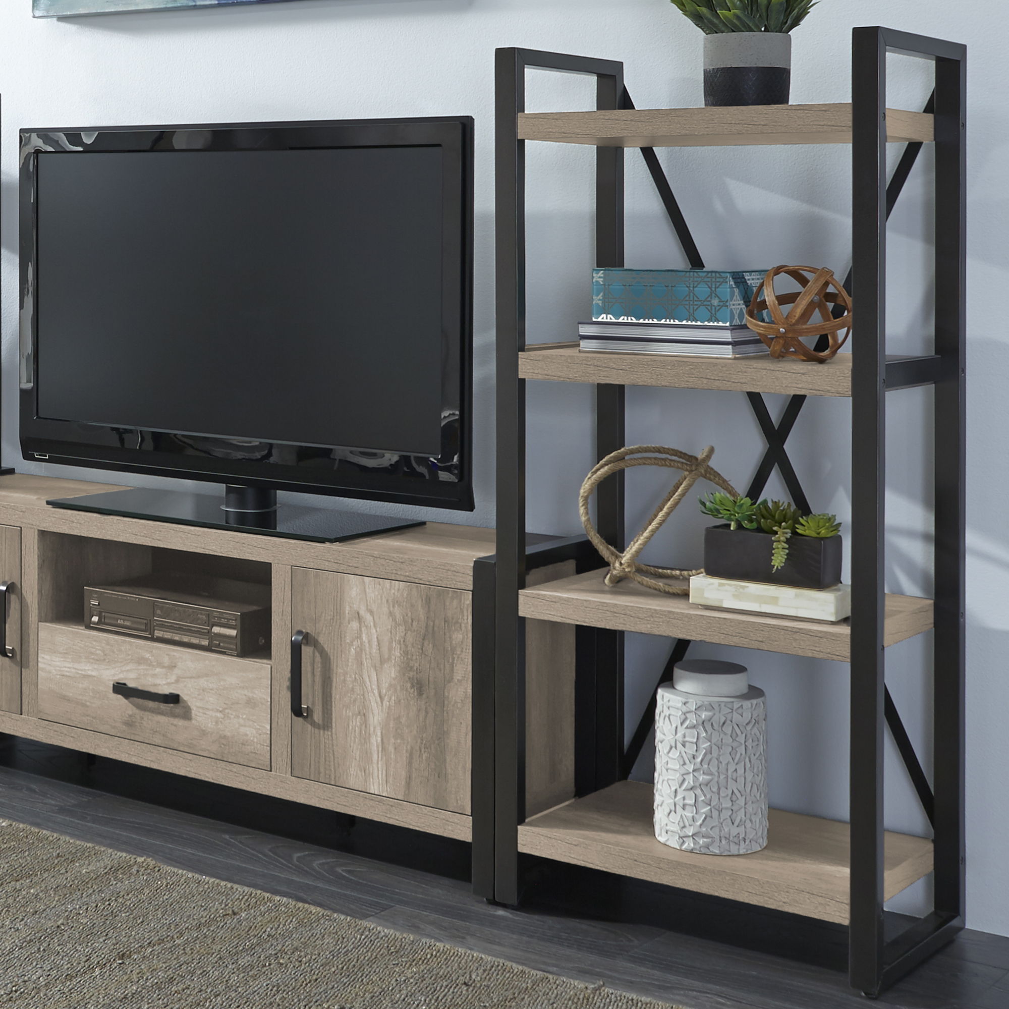 Liberty Furniture Sun Valley - Pier Unit With Faux Metal - Light Brown | Meri Furniture