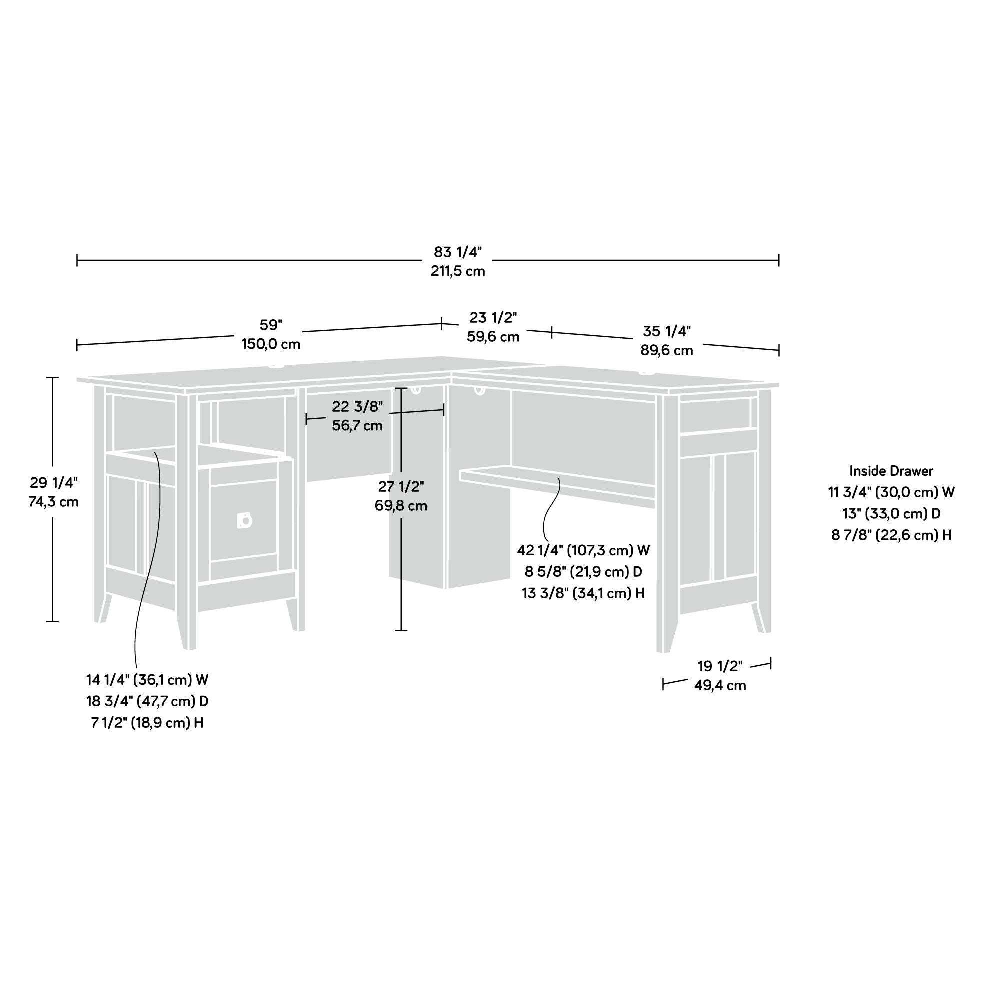 L-Shaped Desk in Dover Oak
