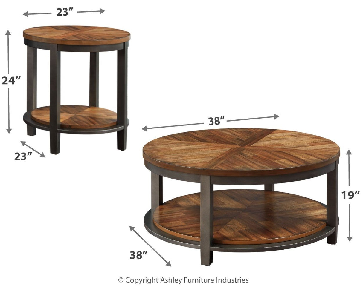 Ashley Furniture Roybeck - Light Brown / Bronze - Occasional Table Set (Set of 3) | Meri Furniture