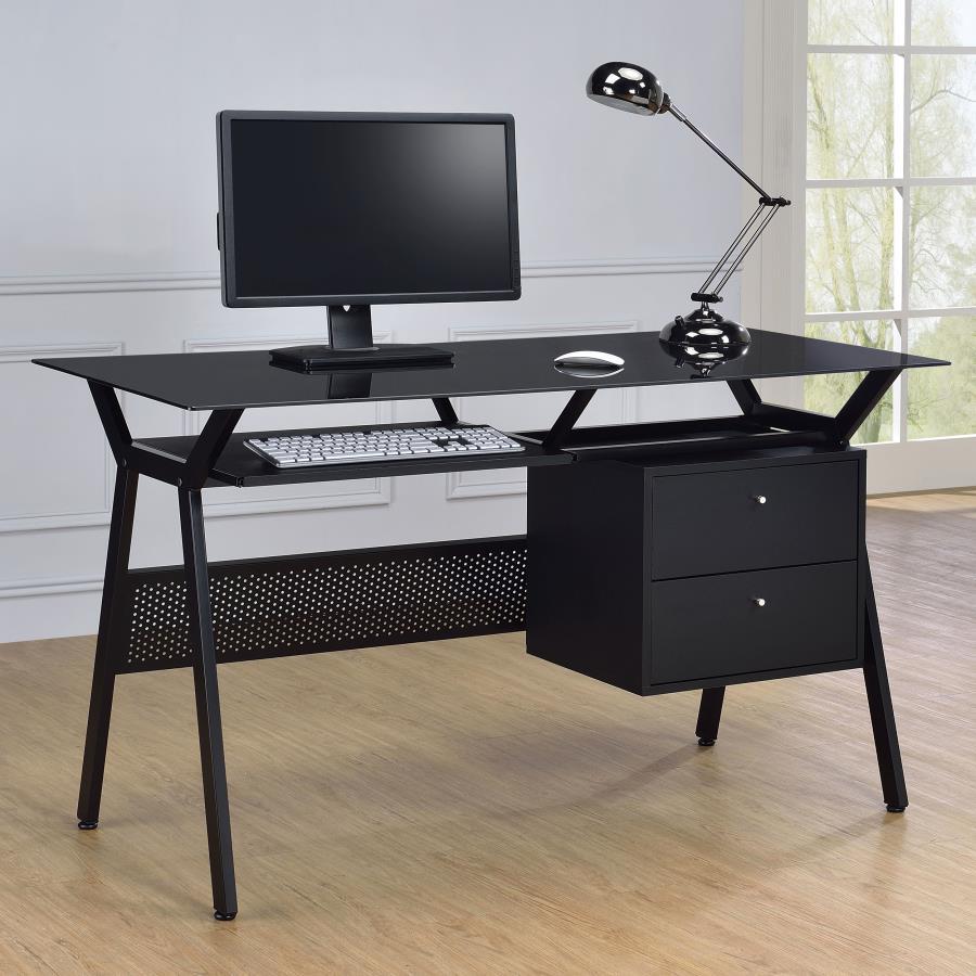 Coaster Fine Furniture Weaving - 2-Drawer Computer Desk Keyboard Tray - Black | Meri Furniture