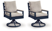East Beach - Swivel Chair With Cushion (Set of 2) - Blue