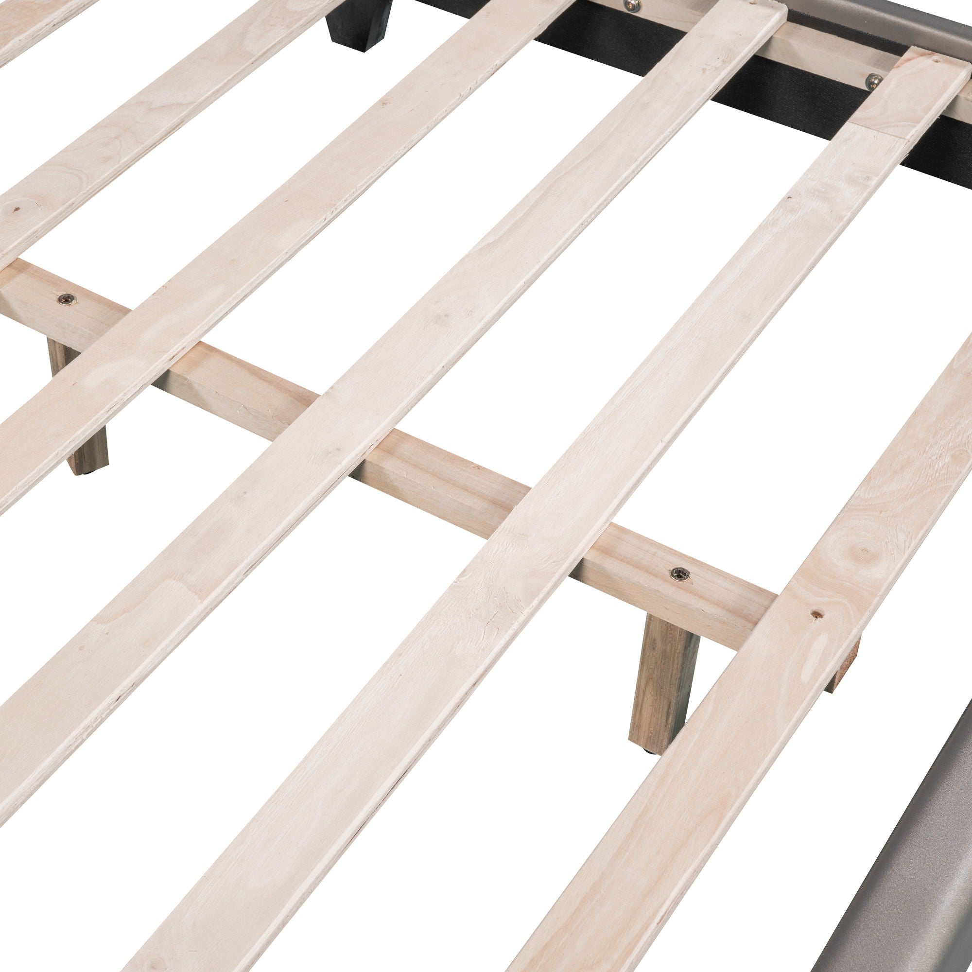 Upholstered Leather Platform Bed With Rabbit Ornament