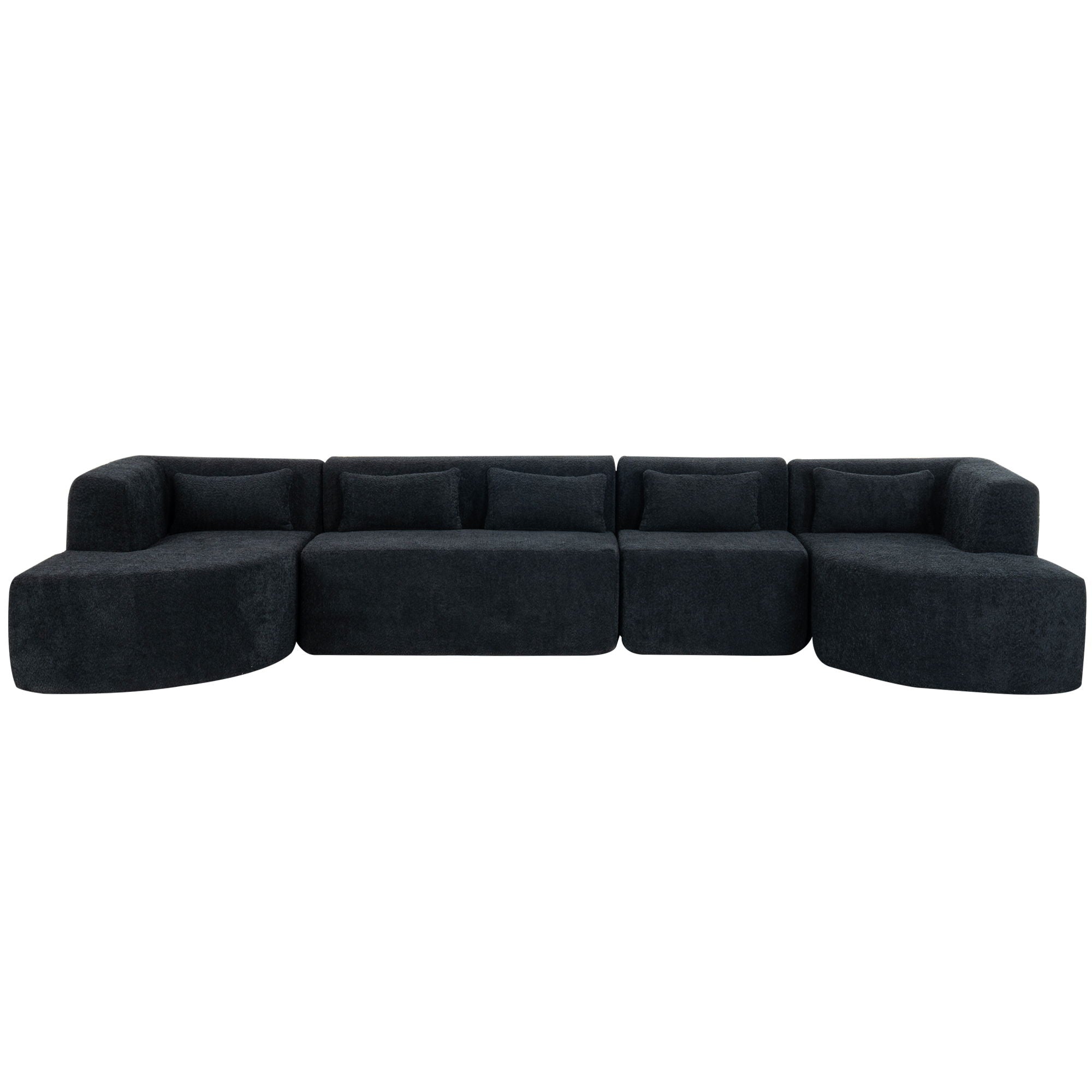 Upholstered Sofa Free Combined Sofa Couch With 2 Chaise Lounge And Five Back Pillows For Living Room