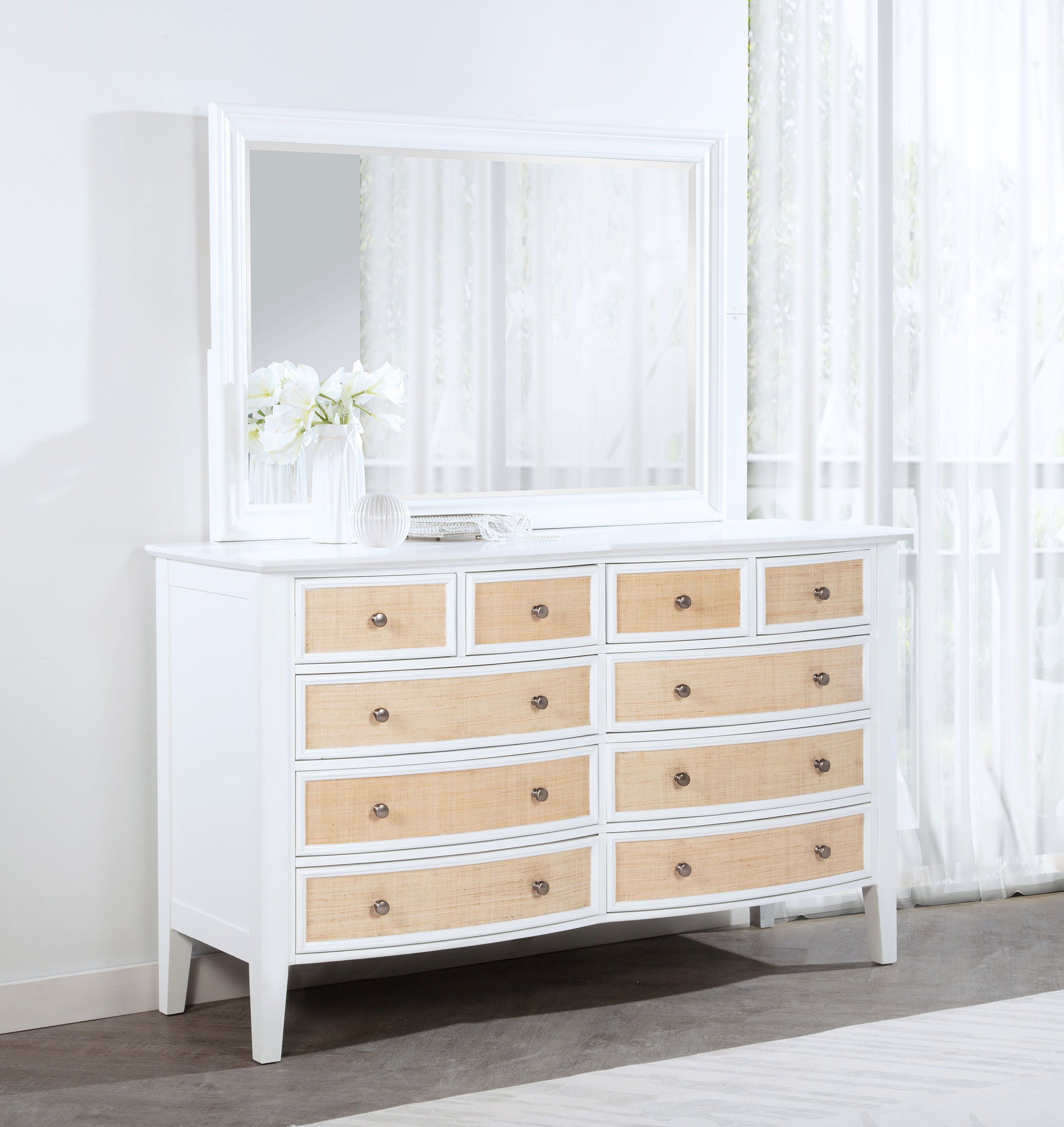 Coaster Fine Furniture Bexhill - 10-Drawer Dresser And Mirror - White | Meri Furniture