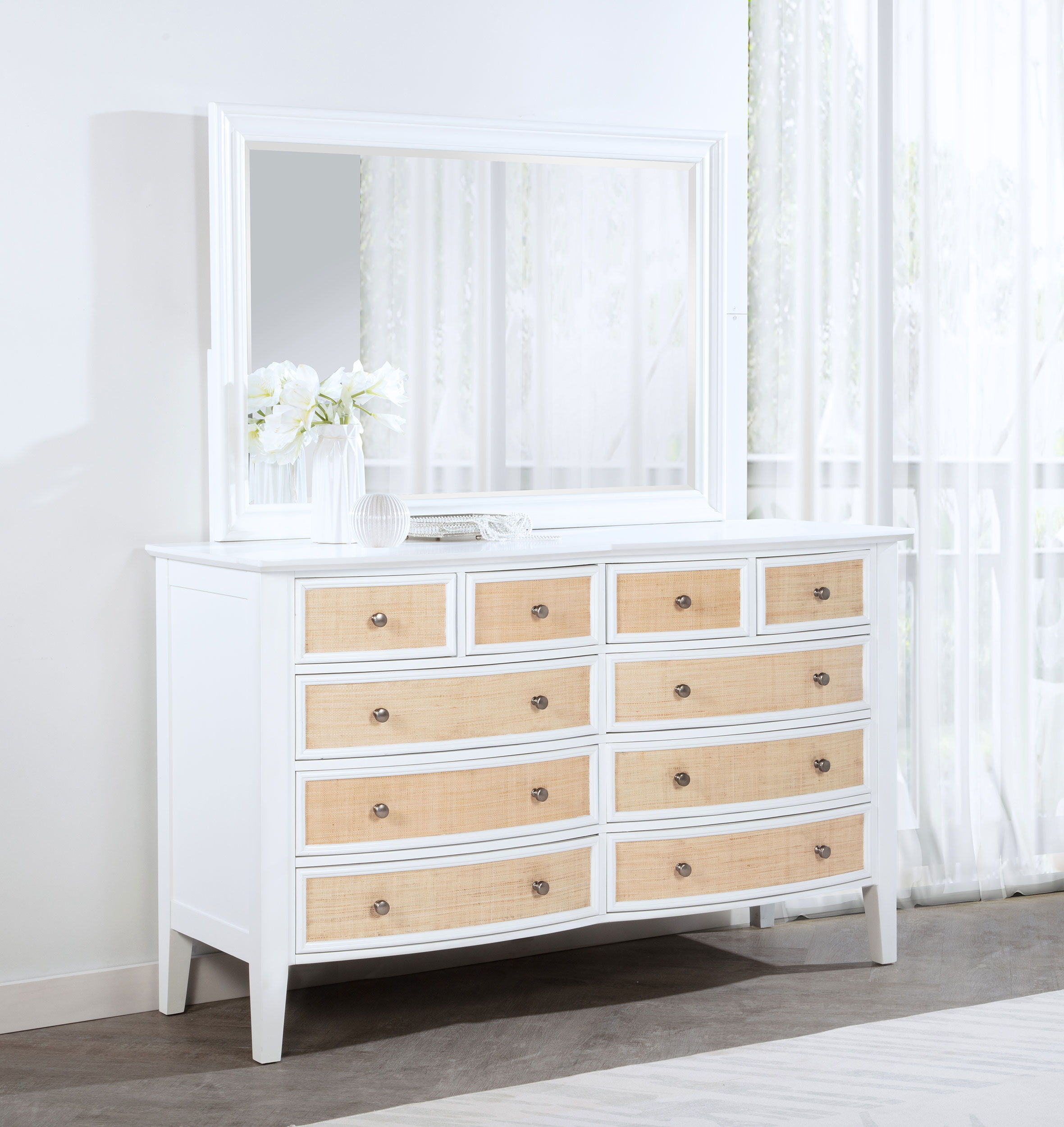 Coaster Fine Furniture Bexhill - 10-Drawer Dresser And Mirror - White | Meri Furniture
