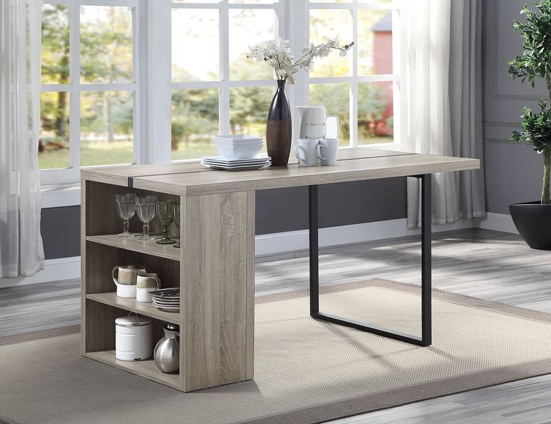 ACME Patwin - Dining Table - Gray Oak & Black Finish | Meri Furniture