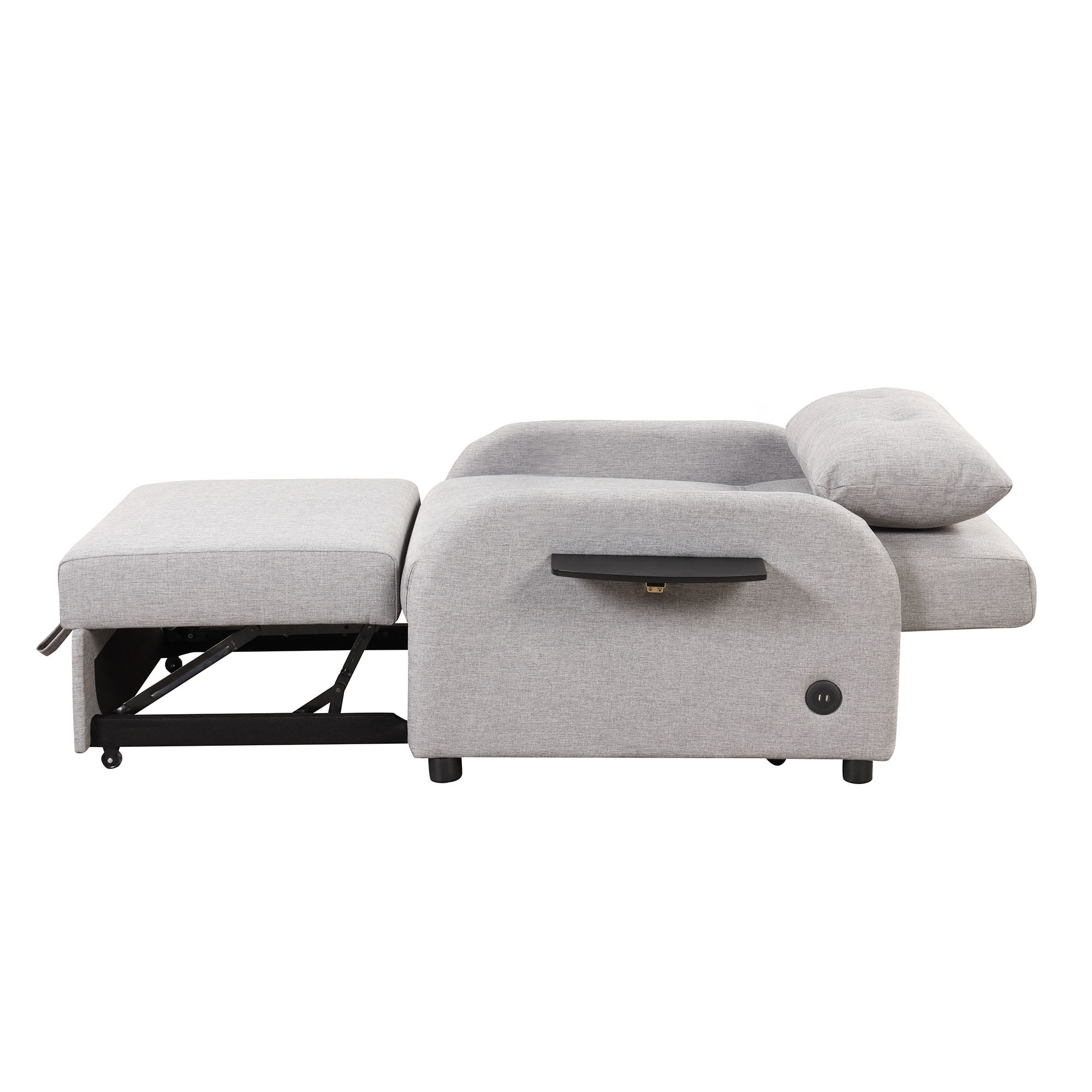 Versatile Pull Out Sofa Sleeper 3 In 1 With Wing Table & USB Charge, Compact Design
