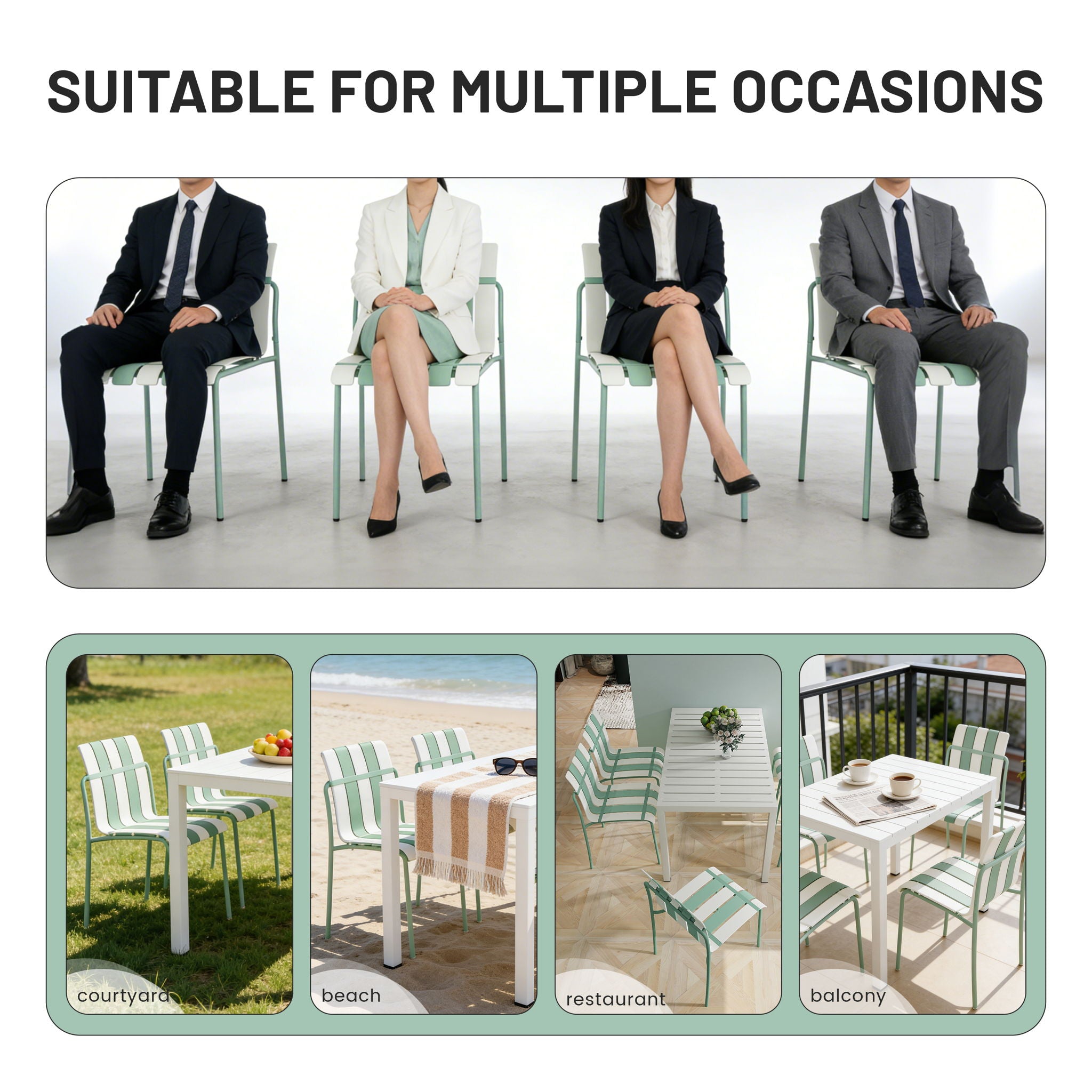 4 Piece Set Of Modern Color Block Designed Single Chairs With Folding Square Table
