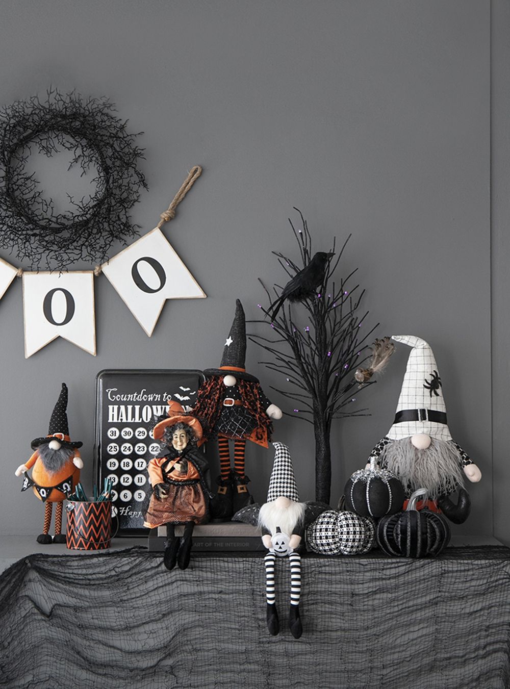 Stripe Pumpkin Decor, For Holiday Halloween Decoration - Black / White