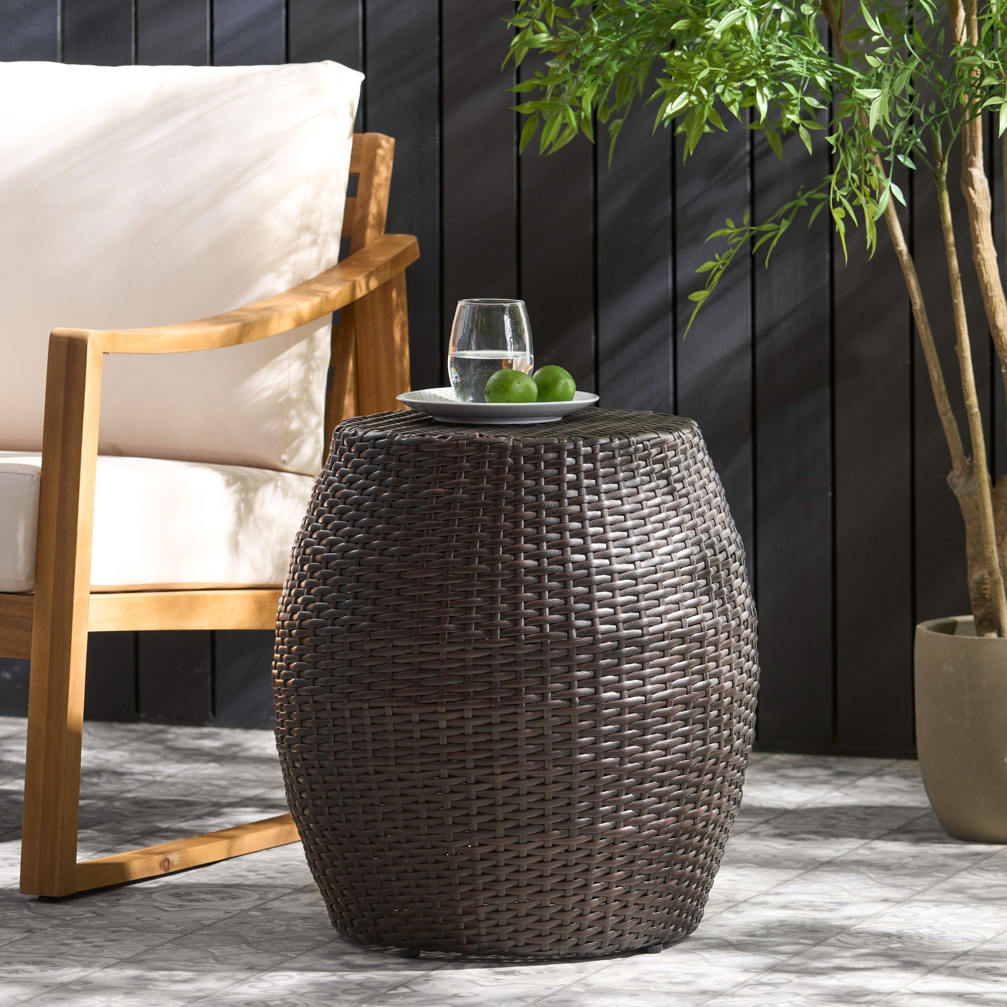 Outdoor Wicker Patio Side Table