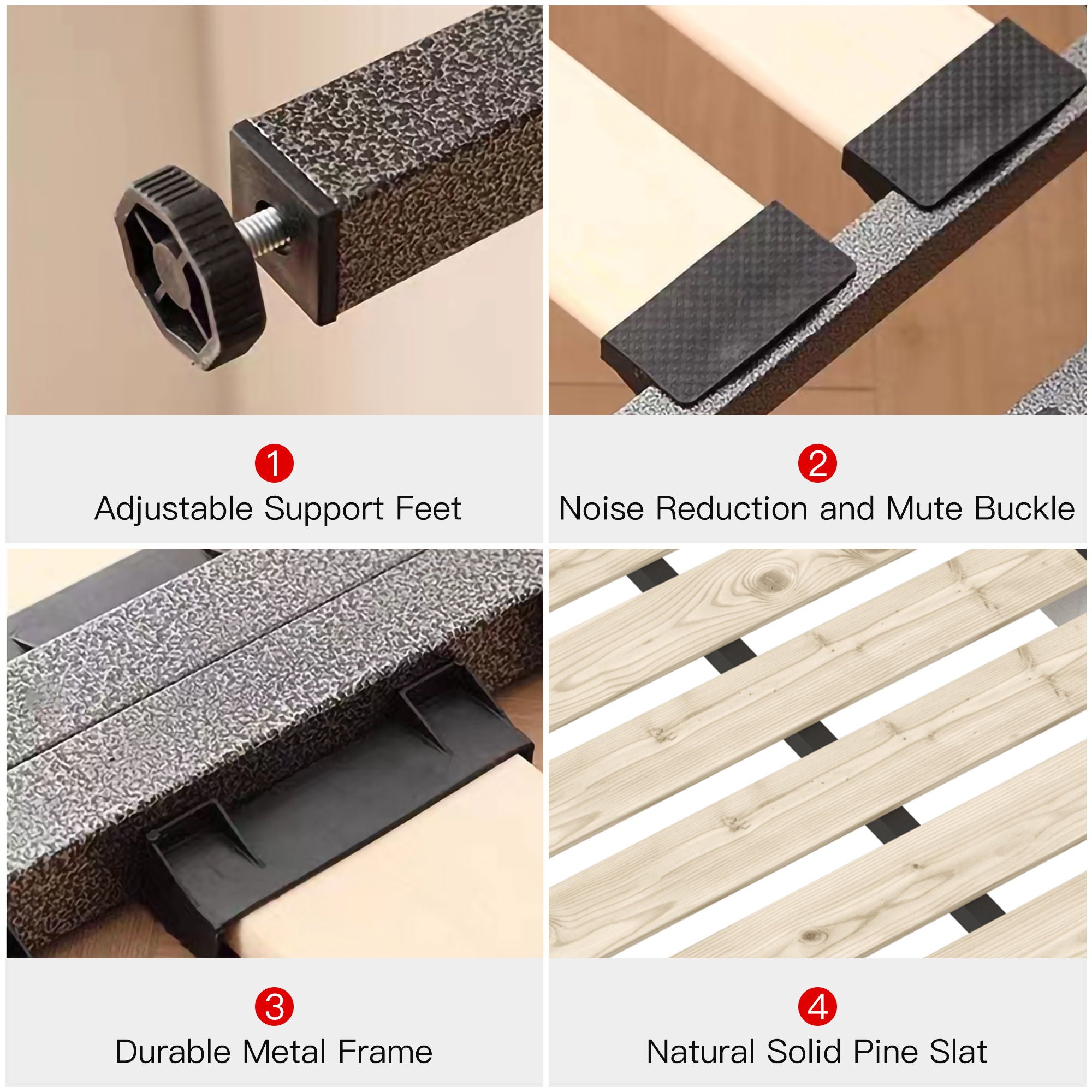 King Size Platform Bed With Special-Shaped Headboard - Cream