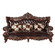 ACME Forsythia - Sofa - Espresso Top Grain Leather Match & Walnut | Meri Furniture