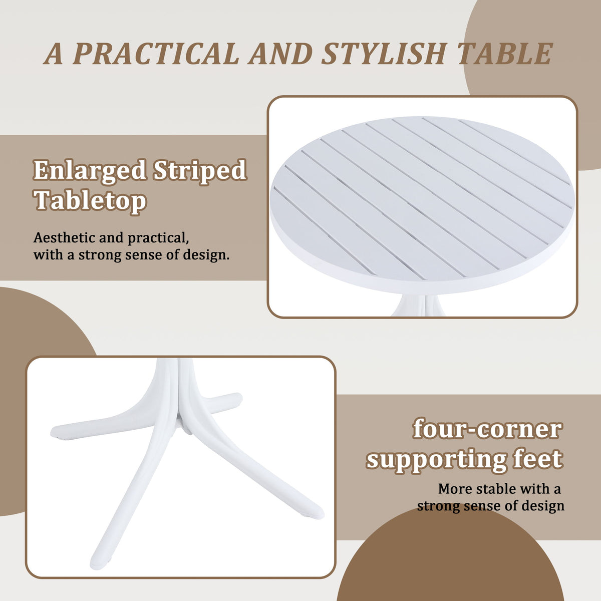 4 Piece Set Of Single Chairs, Traditional Elements With Round Table