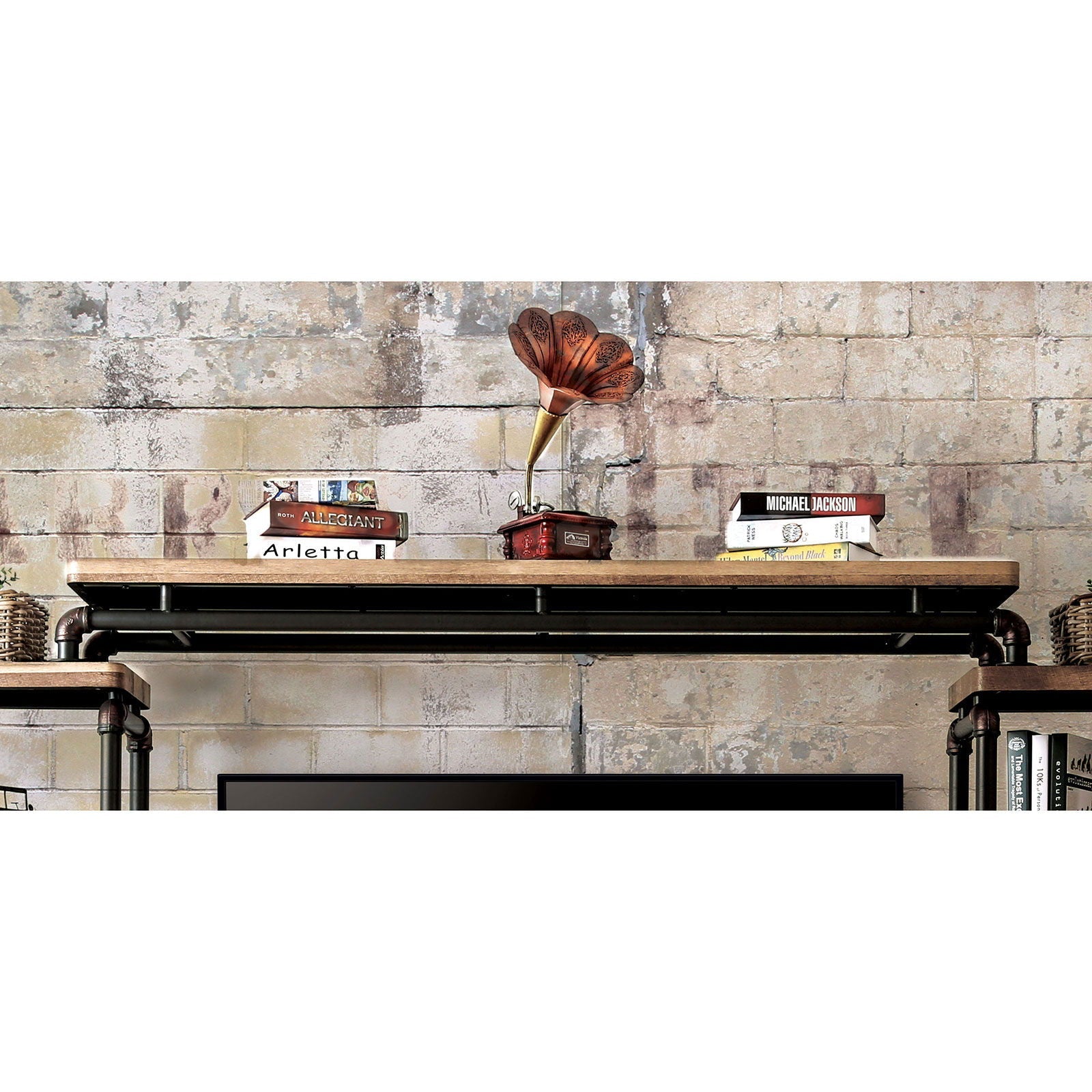 Furniture of America Kebbyll - Bridge - Antique Black / Natural Tone | Meri Furniture