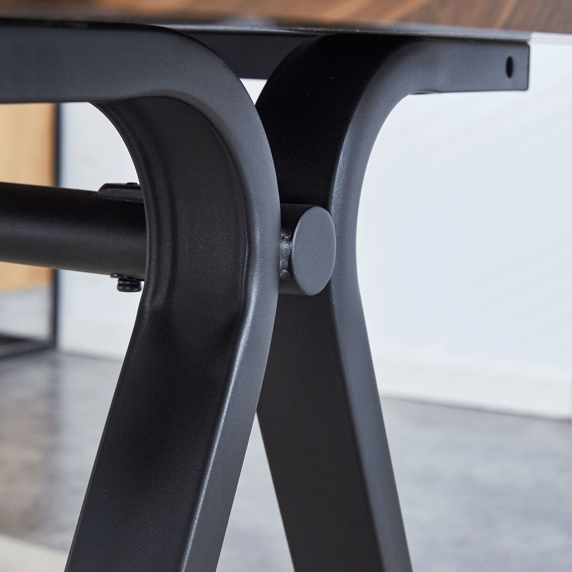 Suede Backrest Chairs With Metal Legs & Herringbone Dining Table Set