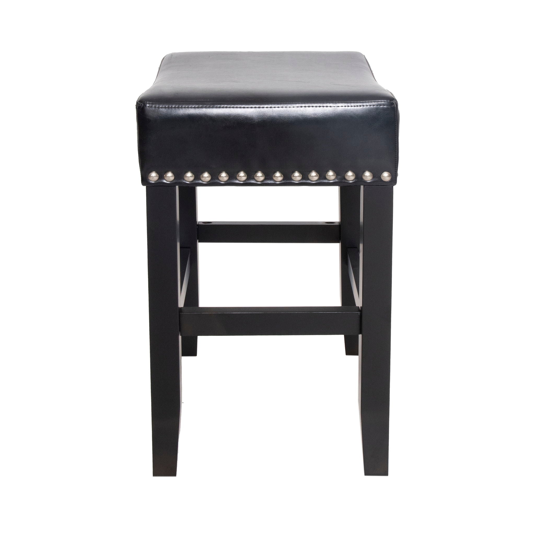 Soltique - Backless Dining Counter Stool With Nailhead Trim (Set of 2)