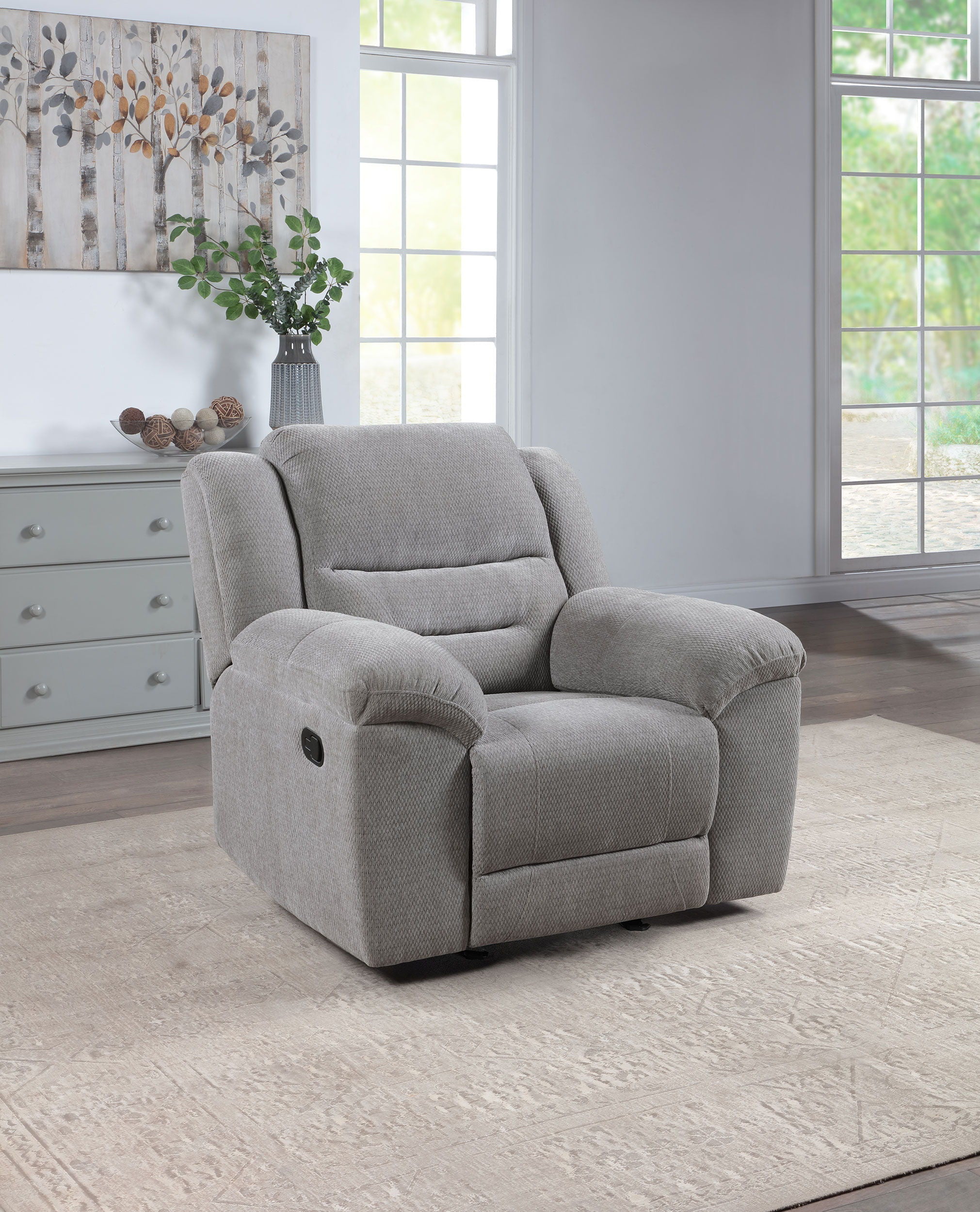 Coaster Fine Furniture Gilson - Chenille Upholstered Reclining Glider Recliner - Gray | Meri Furniture