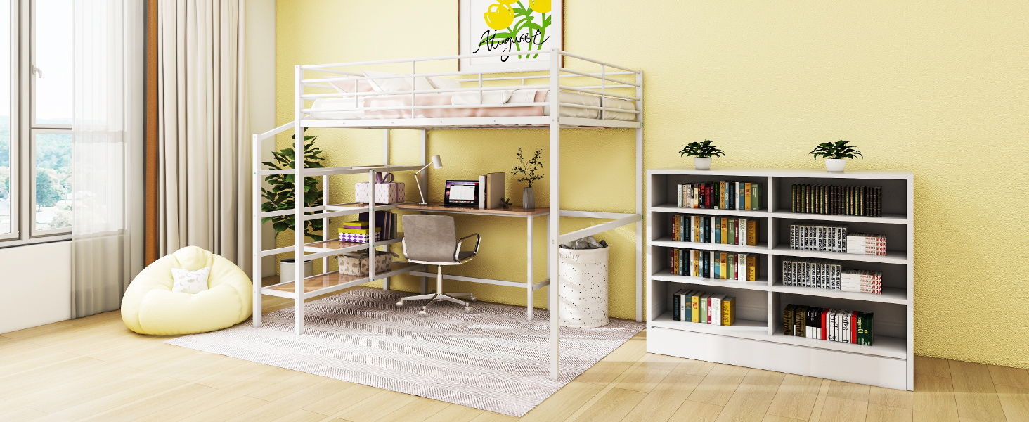 Loft Bed With Desk And Lateral Storage Ladder