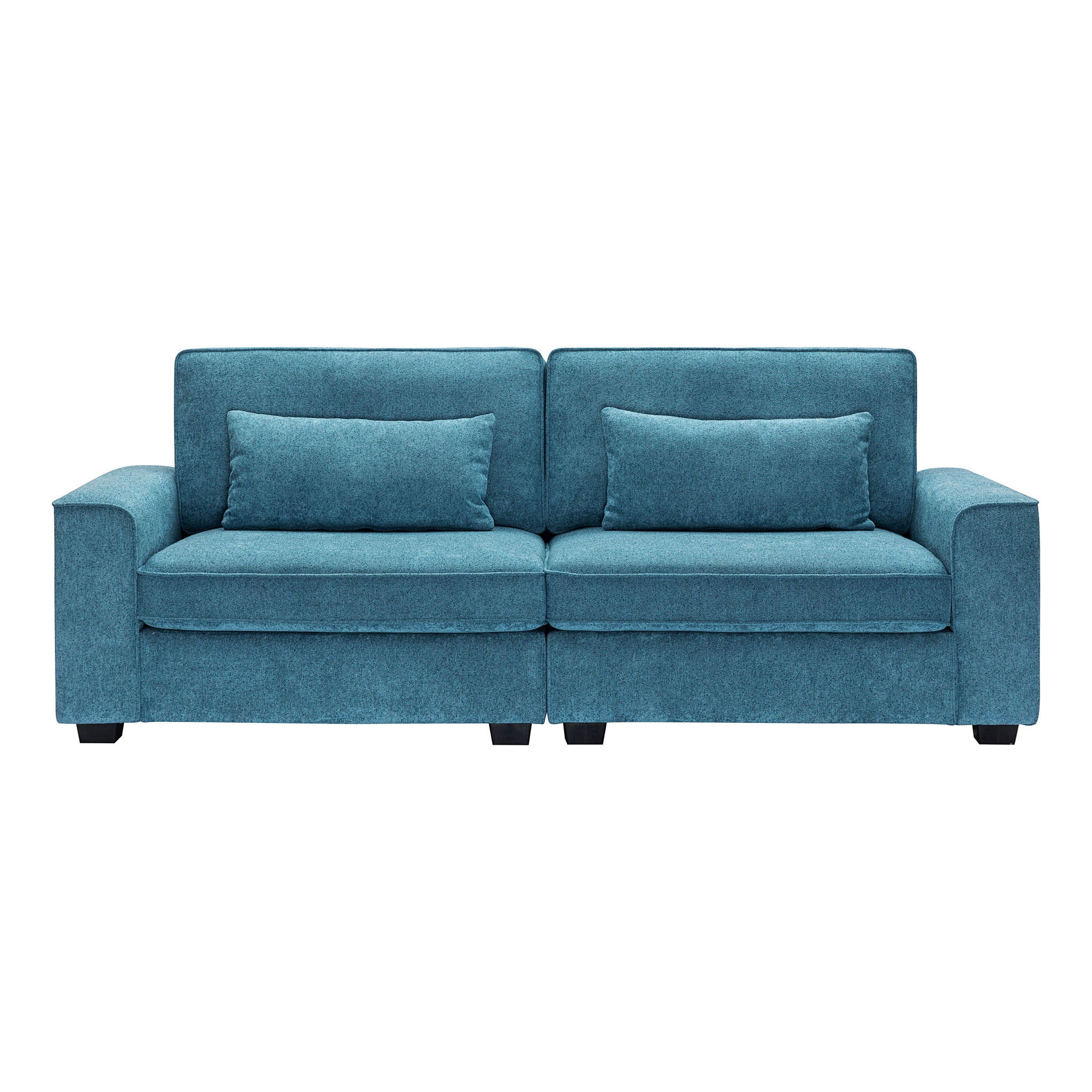 Modern Fabric Sofa With Plush Cushions, Sleek Arm Design