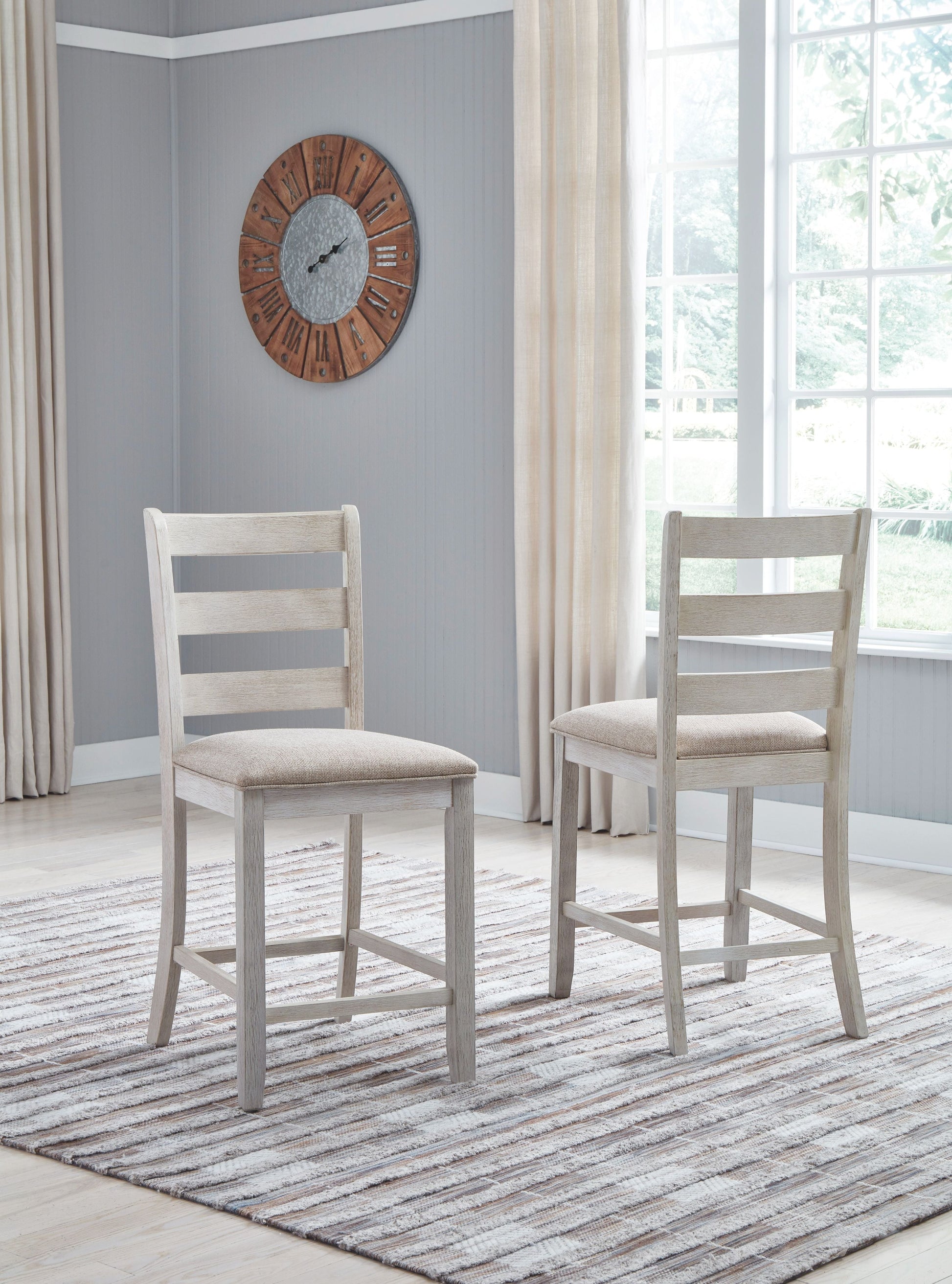 Signature Design by Ashley® Skempton - White - Upholstered Barstool (Set of 2) | Meri Furniture