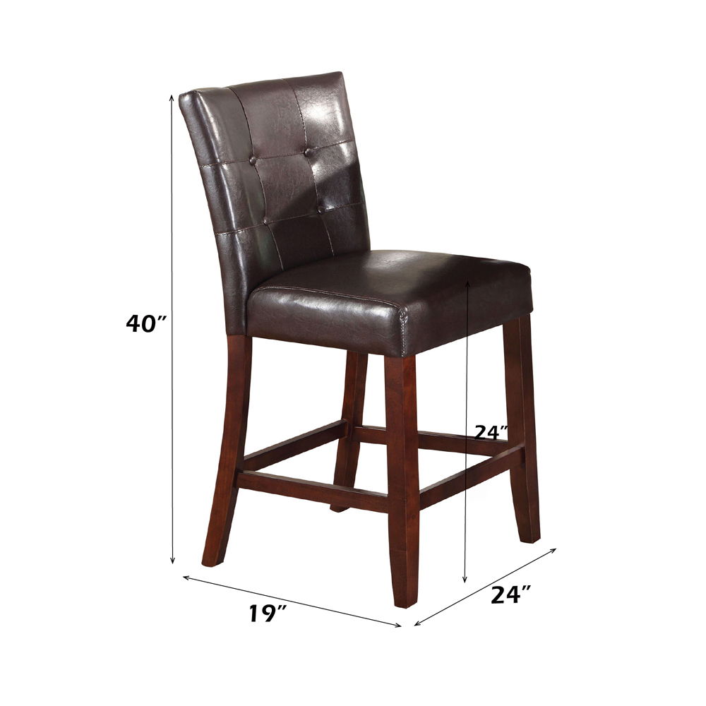 Britney - 20" Counter Height Chair Set of 2) - Espresso Synthetic Leather & Walnut