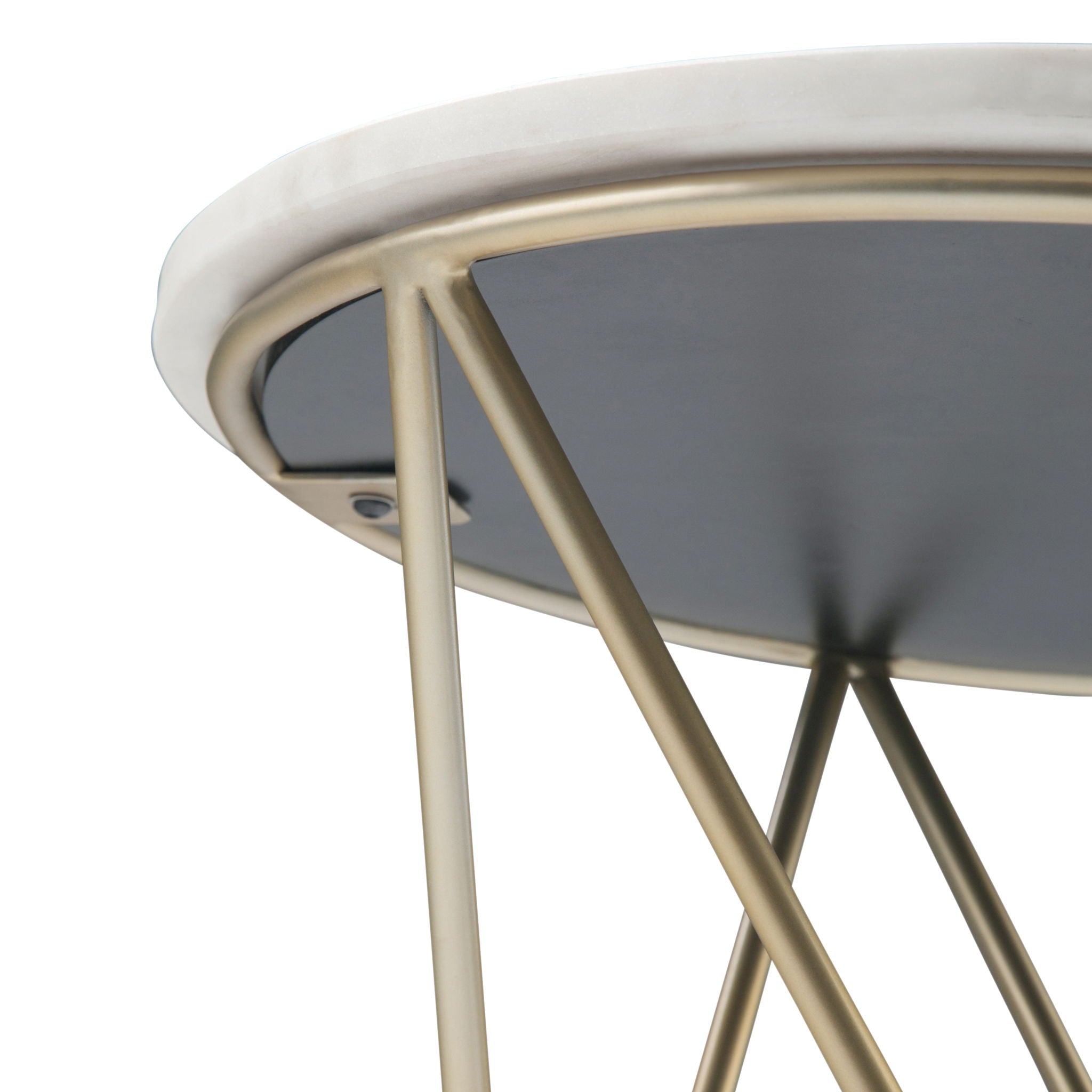 Gabon - Accent Table - White / Gold