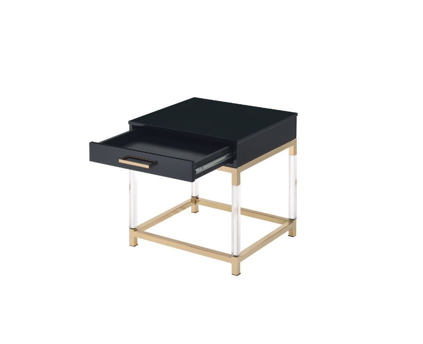 ACME Adiel - End Table - Black & Gold Finish | Meri Furniture