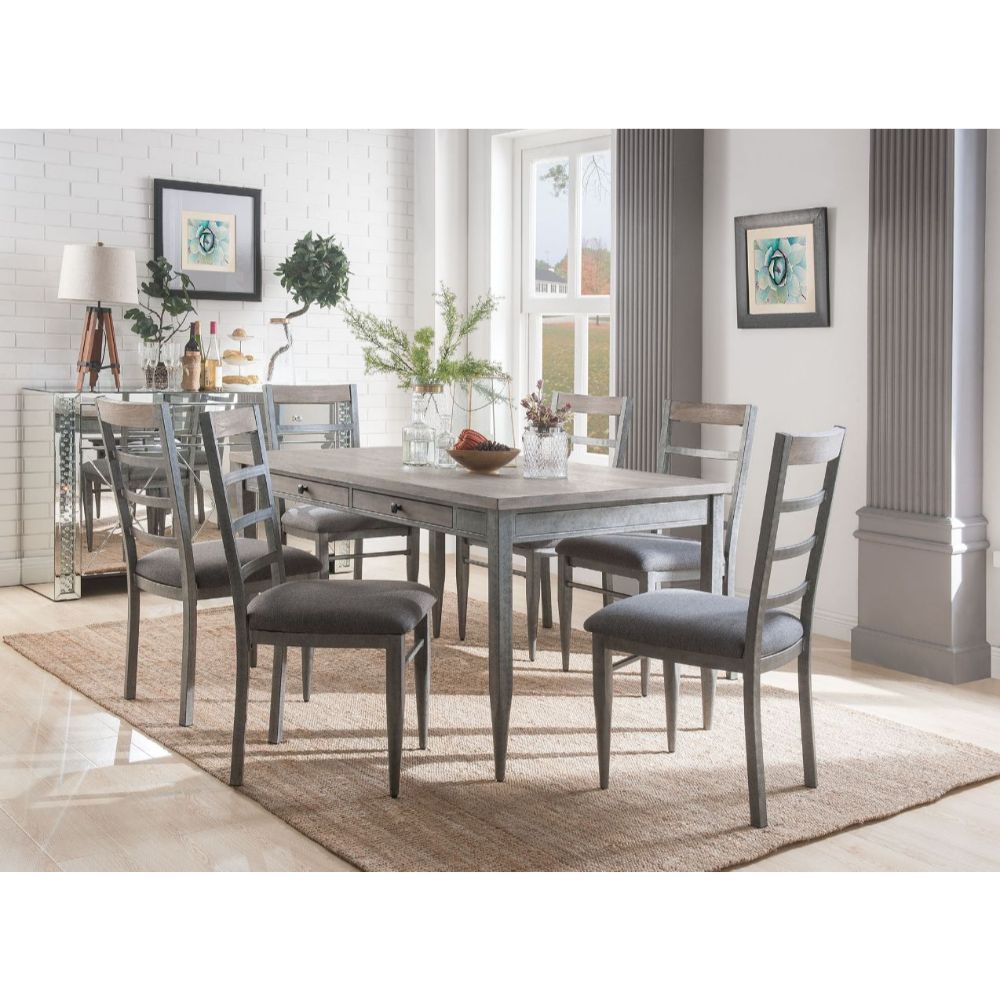ACME Ornat - Dining Table - Gray Oak & Antique Gray | Meri Furniture