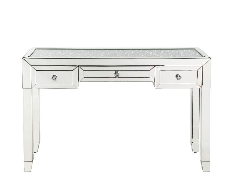 ACME Noralie - Writing Desk - Mirrored & Faux Diamonds - 32" | Meri Furniture
