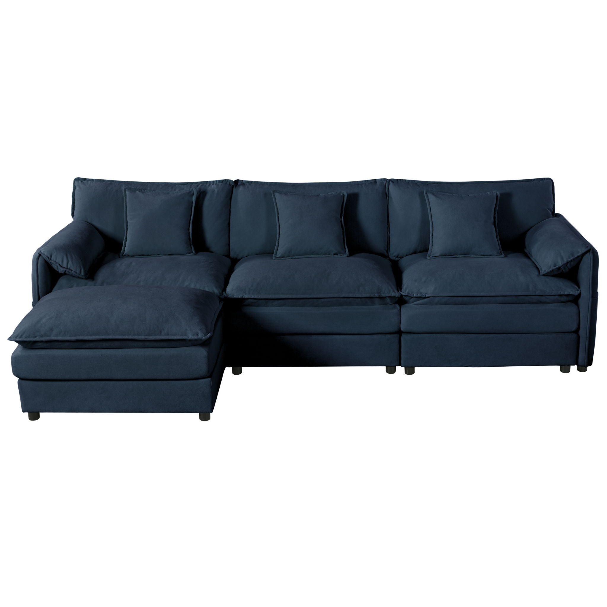 Modern Comfy Deep Seat Modular Sectional Sofa Cloud Couch With Ottoman