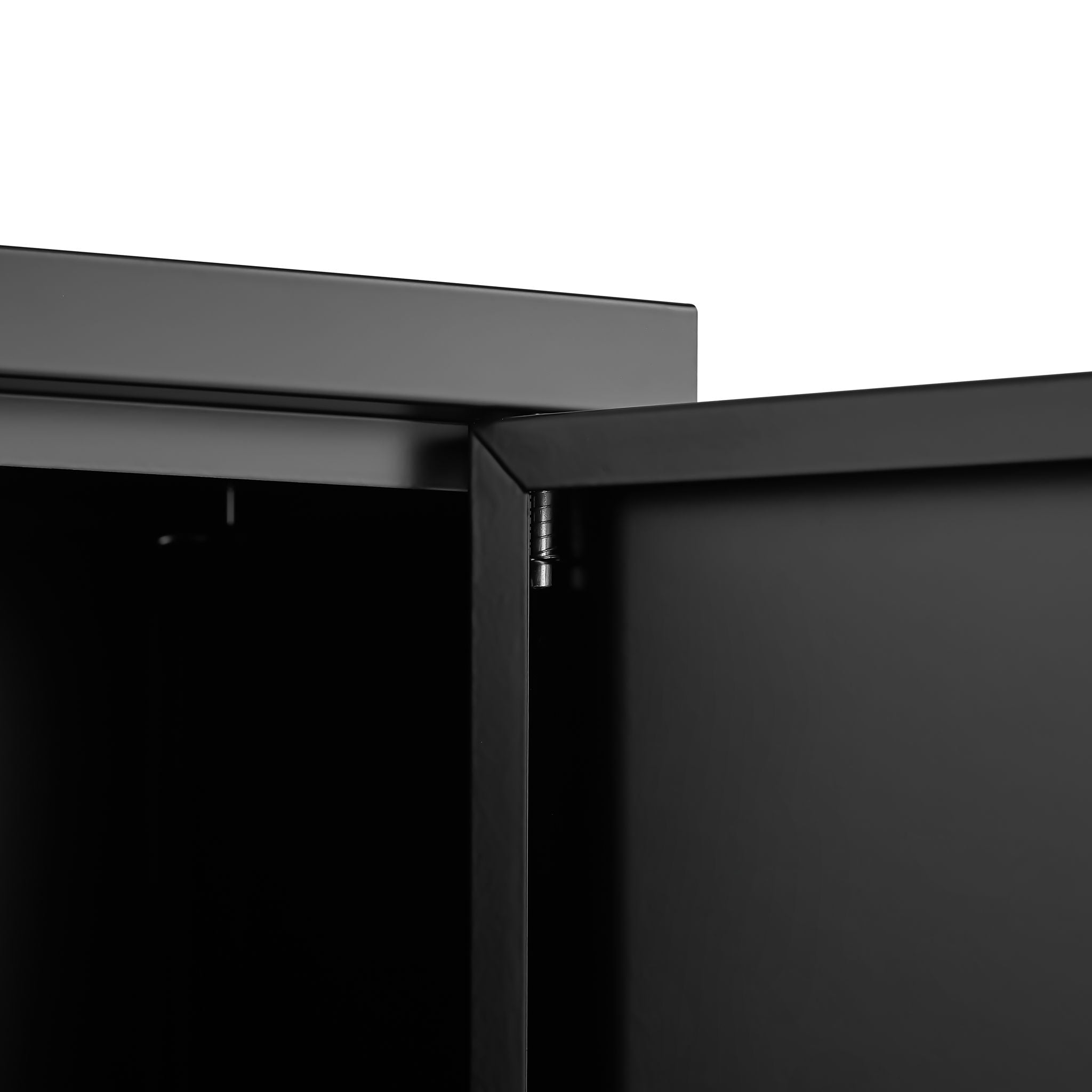 Storage Locker Cabinet With Adjustable Shelves Durable Construction With Breathable Design And Easy Assembly - Black