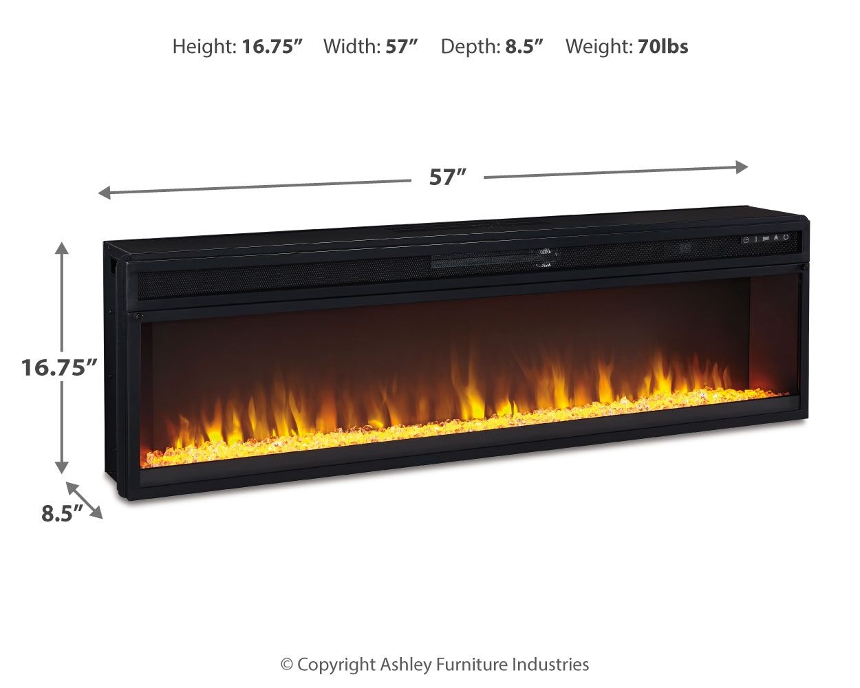 Ashley Furniture Entertainment - Black - Wide Fireplace Insert | Meri Furniture