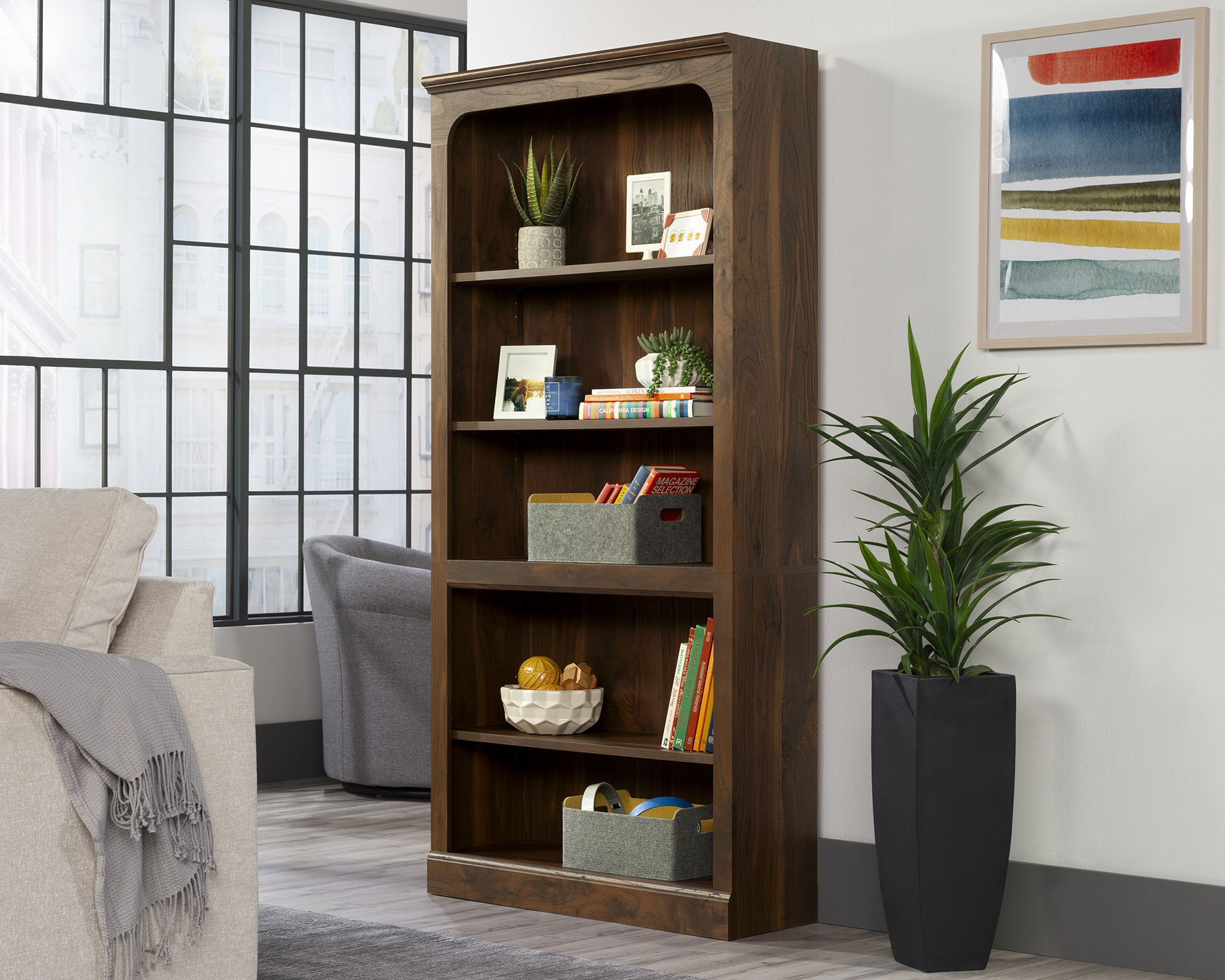5-Shelf Bookcase in Grand Walnut