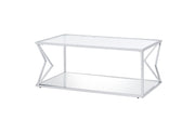 ACME Virtue - Coffee Table - Clear Glass & Chrome Finish | Meri Furniture