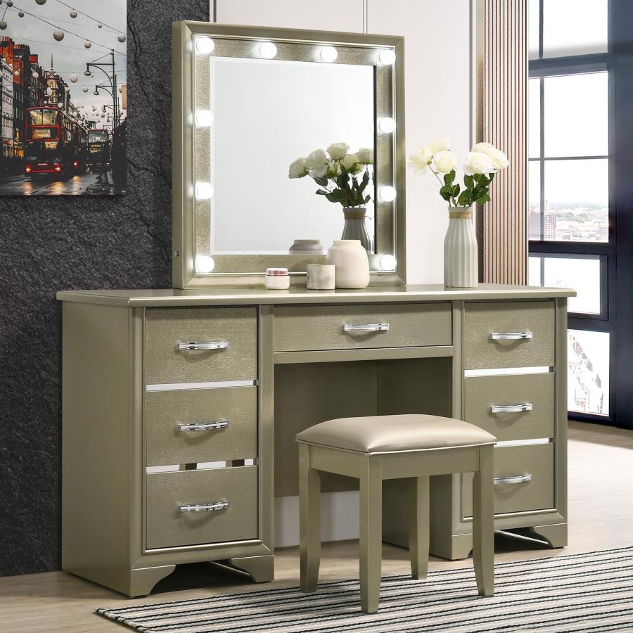 Coaster Fine Furniture Beaumont - Square Upholstered Vanity Stool - Champagne | Meri Furniture