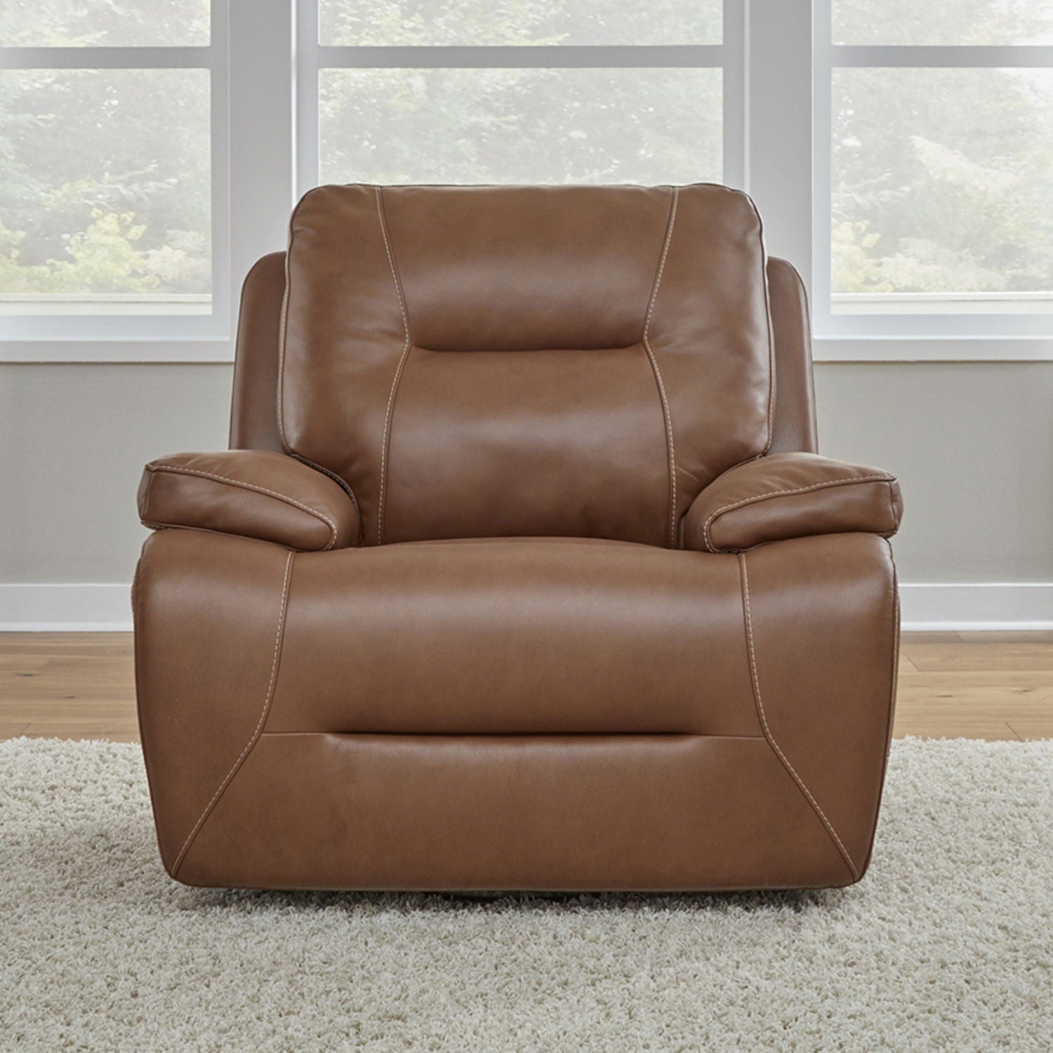 Liberty Furniture Cameron - Swivel Glider Recliner P3 - Saddle - Dakota Saddle Leather | Meri Furniture