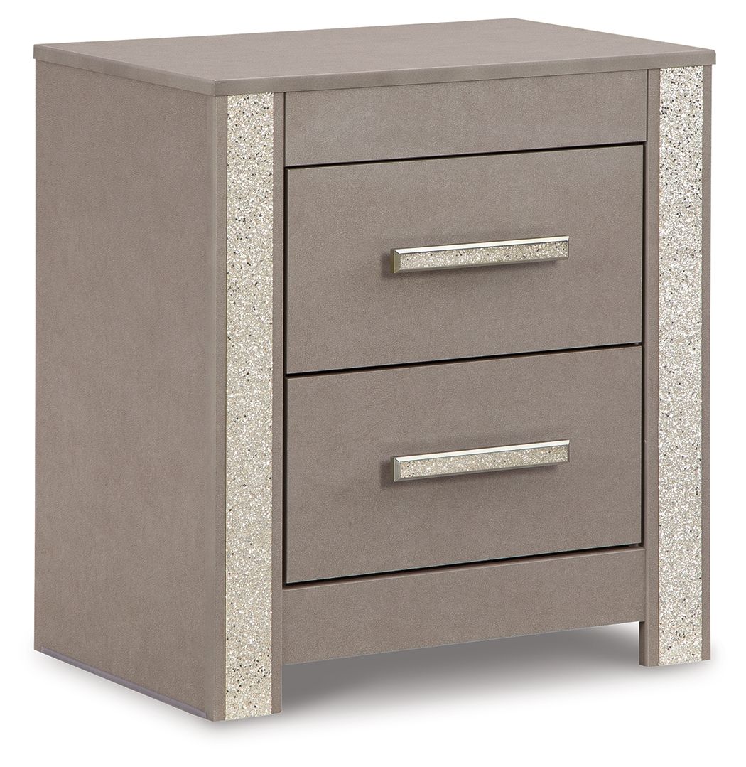 Signature Design by Ashley® Surancha - Gray - Two Drawer Night Stand | Meri Furniture