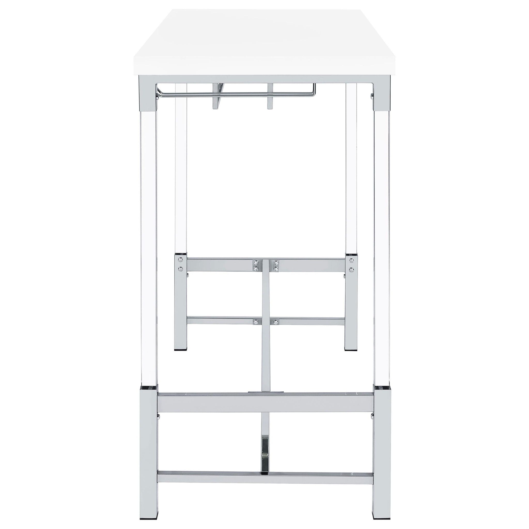 Norcrest 47-inch Acrylic Leg Bar Table White High Gloss