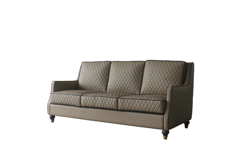 ACME House - Marchese Sofa - Tan PU & Tobacco Finish | Meri Furniture
