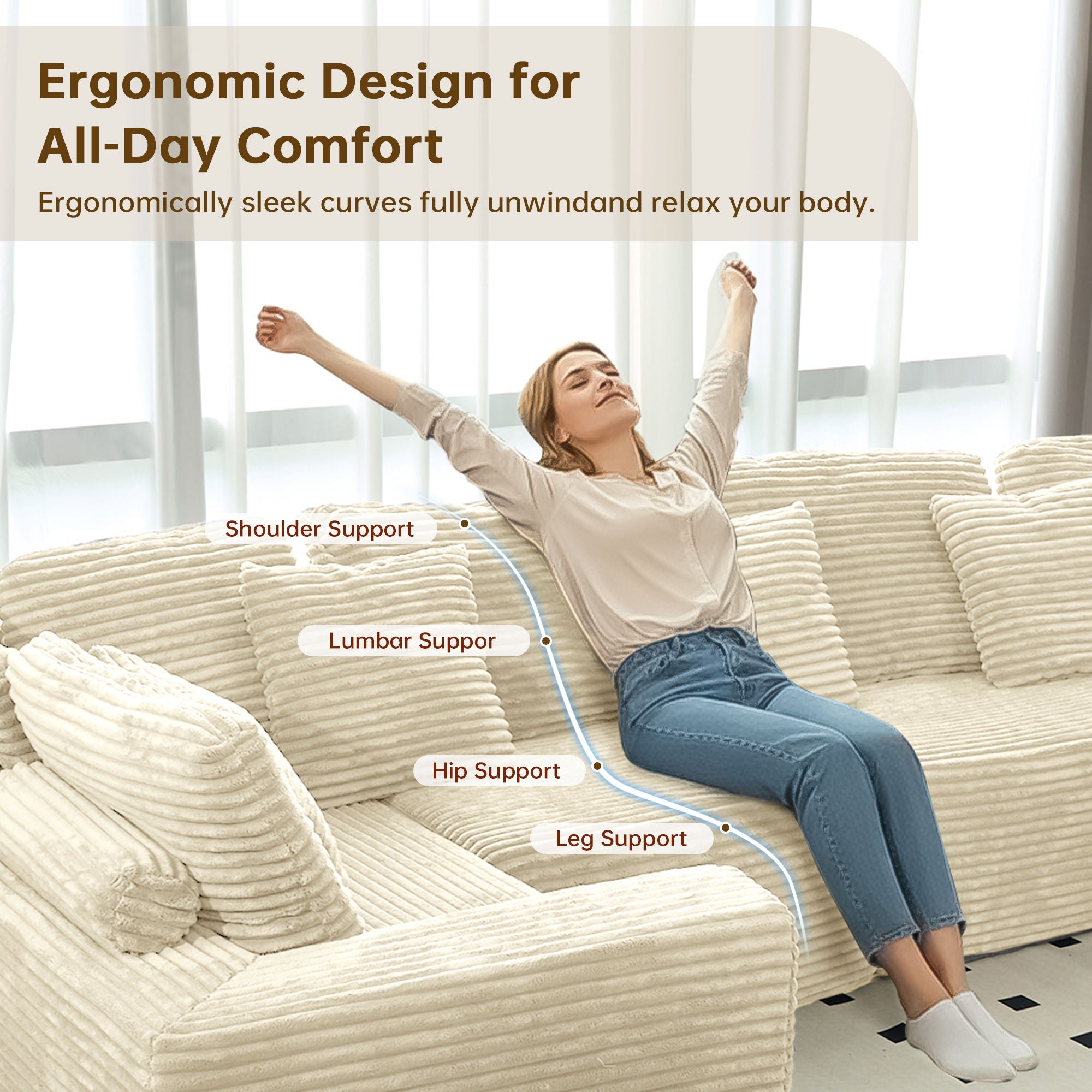 Modular U Shaped Sectional Sofa With Reversible Design