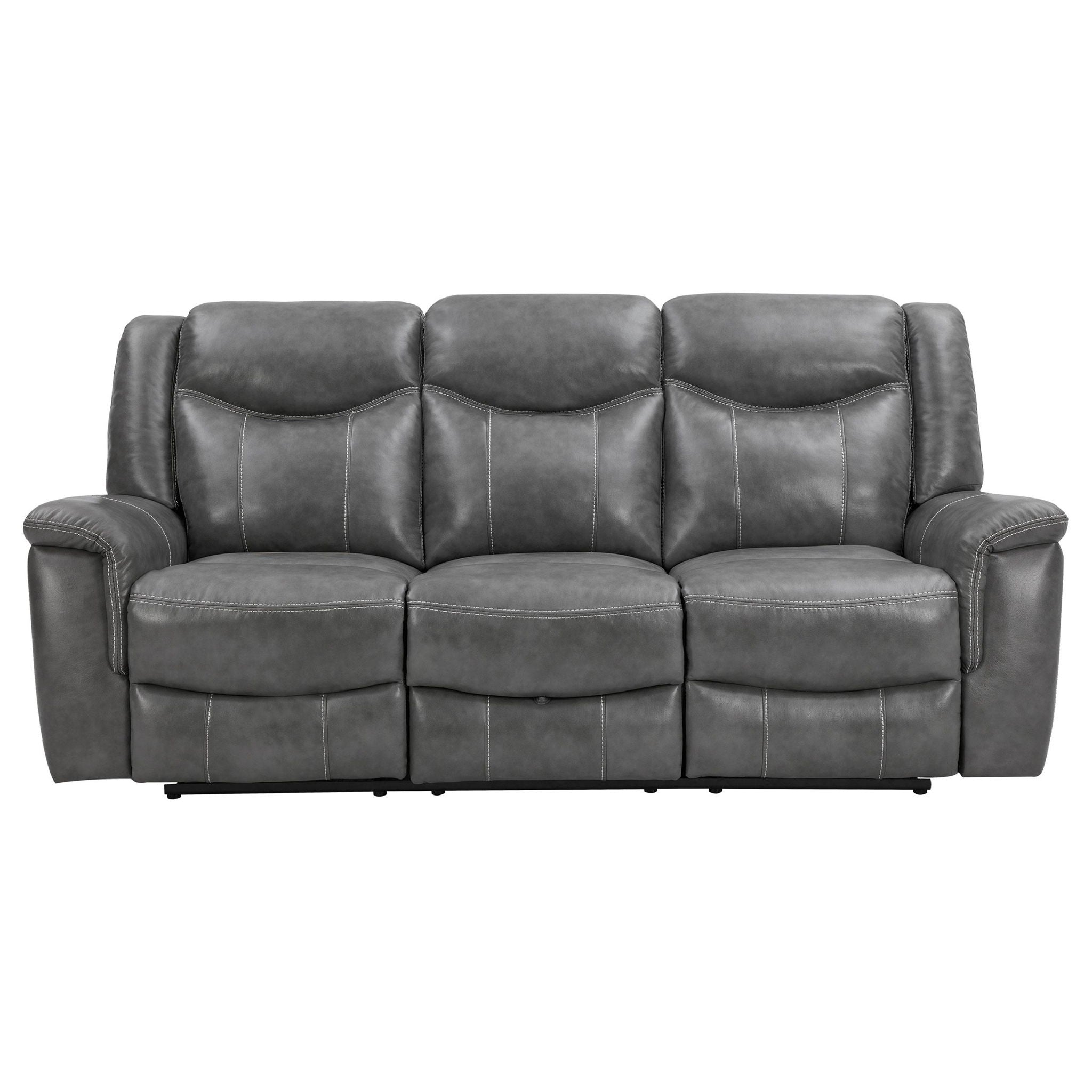 Conrad 2-piece Upholstered Padded Arm Motion Sofa Set Grey