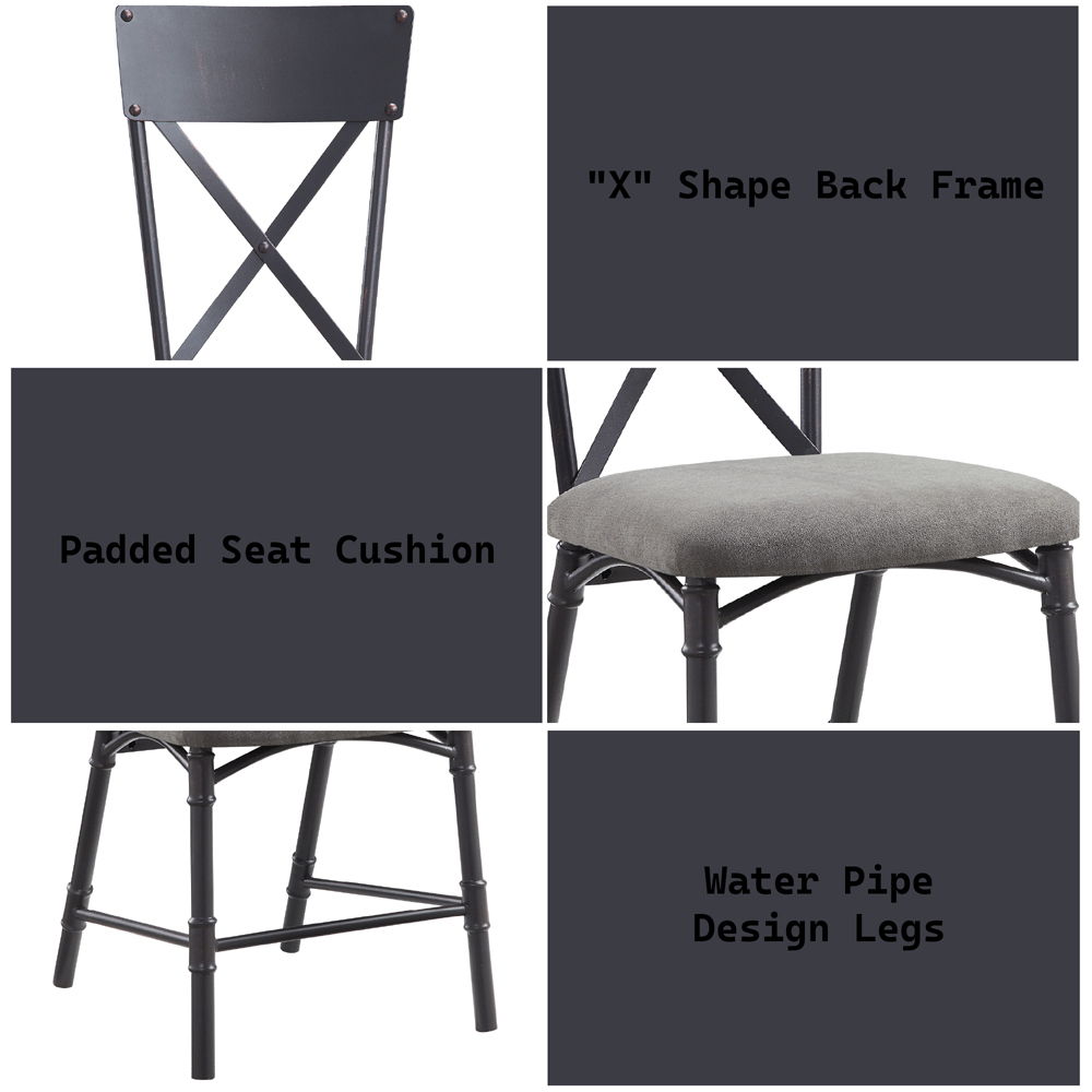 Edina - Side Chair Set of 2) - Gray Fabric, Oak & Sandy Black