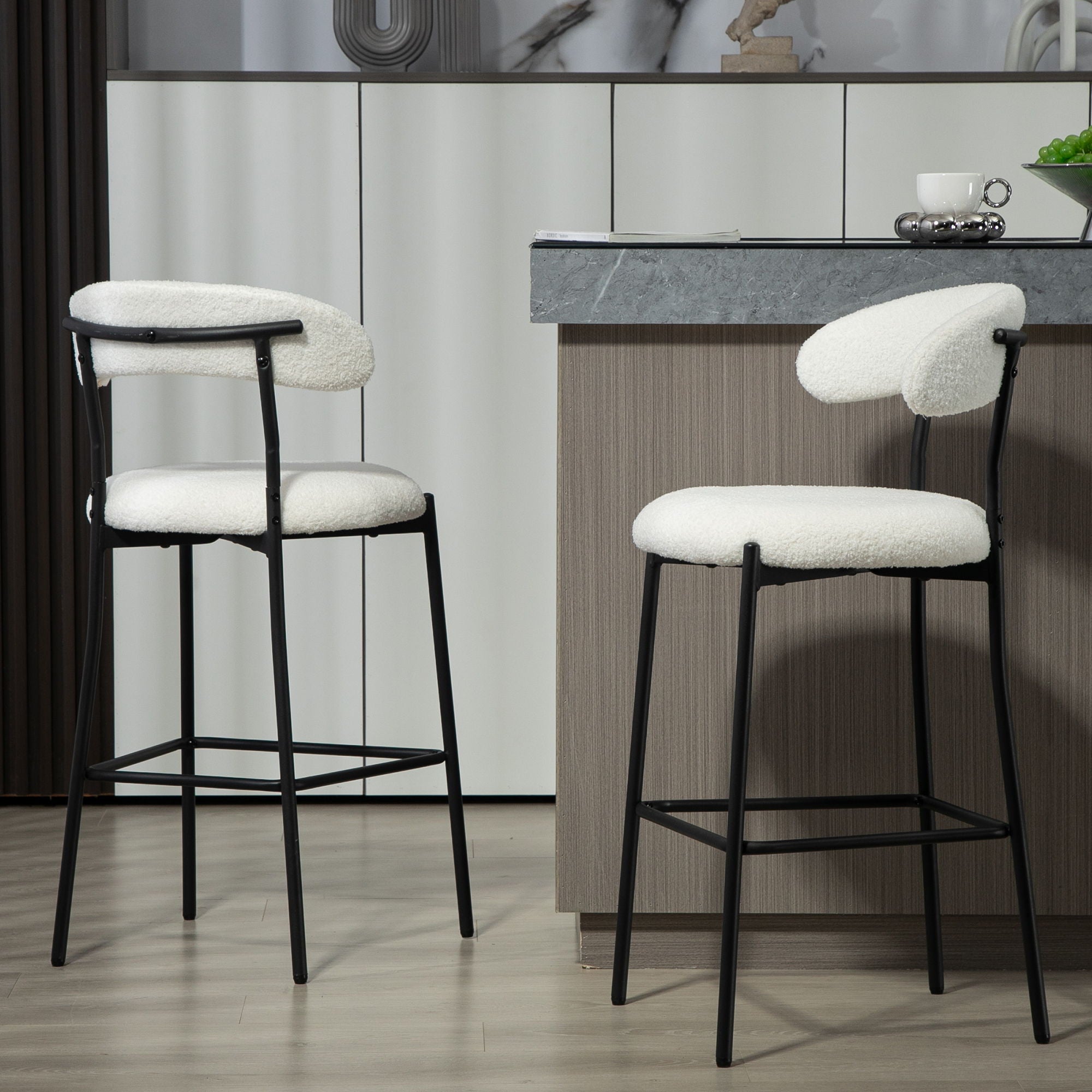 Counter Height Bar Stools With Powder Coating Base And Footrest
