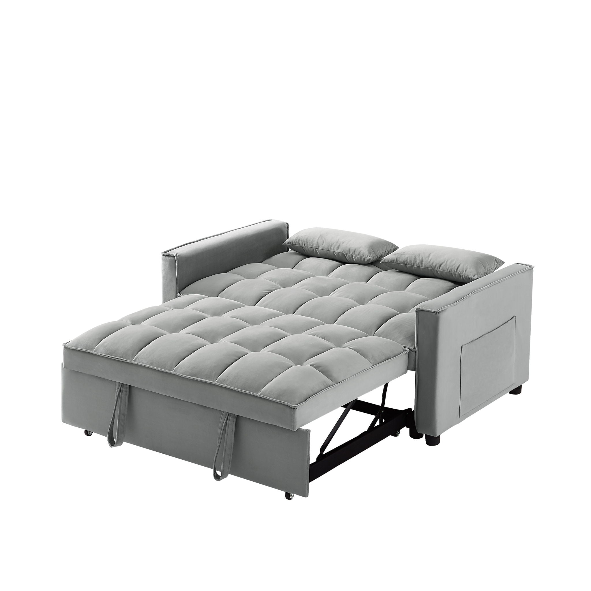 Modern Convertible Velvet Futon Loveseat With Sleeper Bed Function