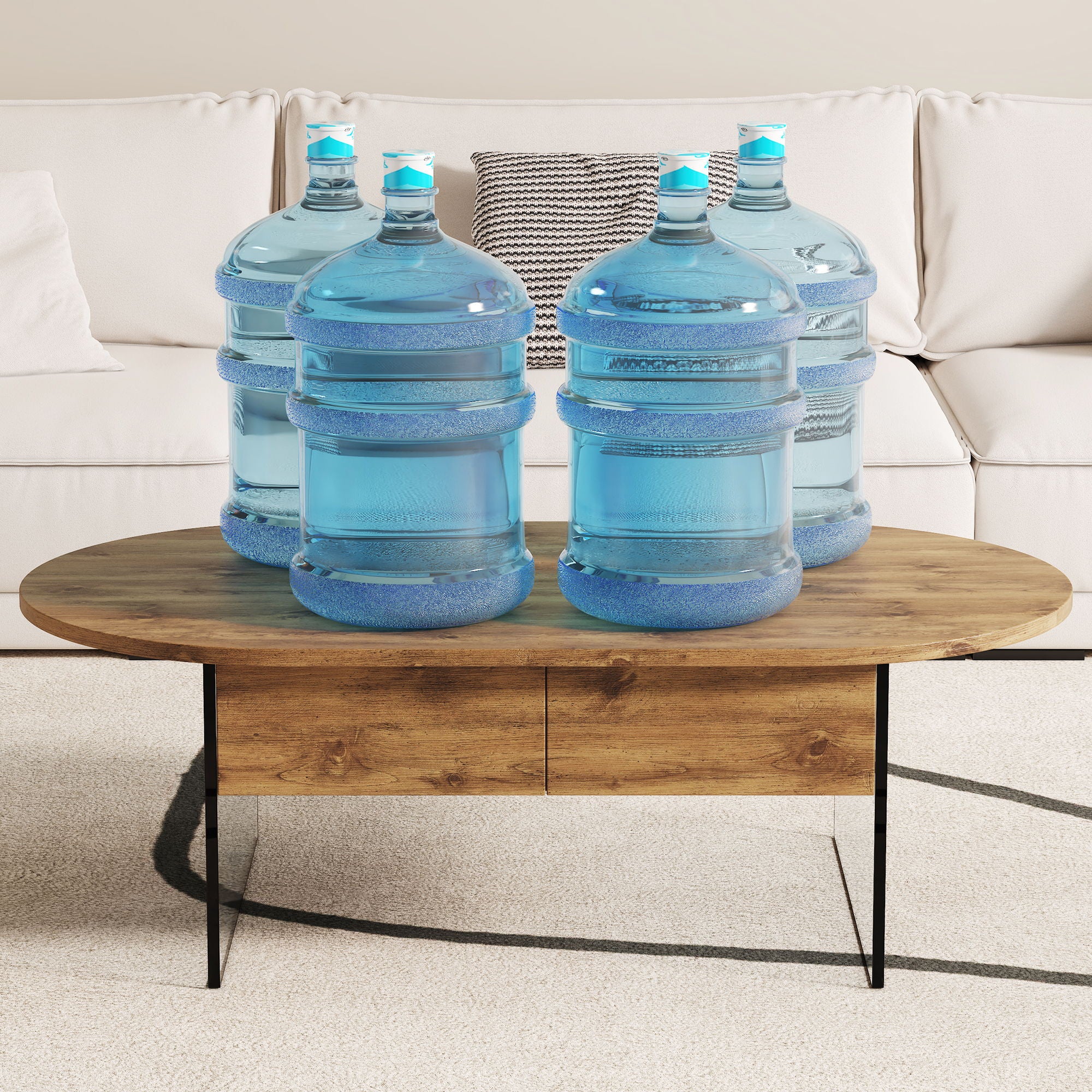 Elegant Coffee Table With Double Drawers And Transparent Glass Sides - Wood