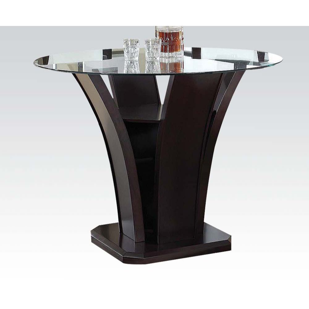 ACME Malik - Counter Height Table - Espresso & Clear Glass | Meri Furniture